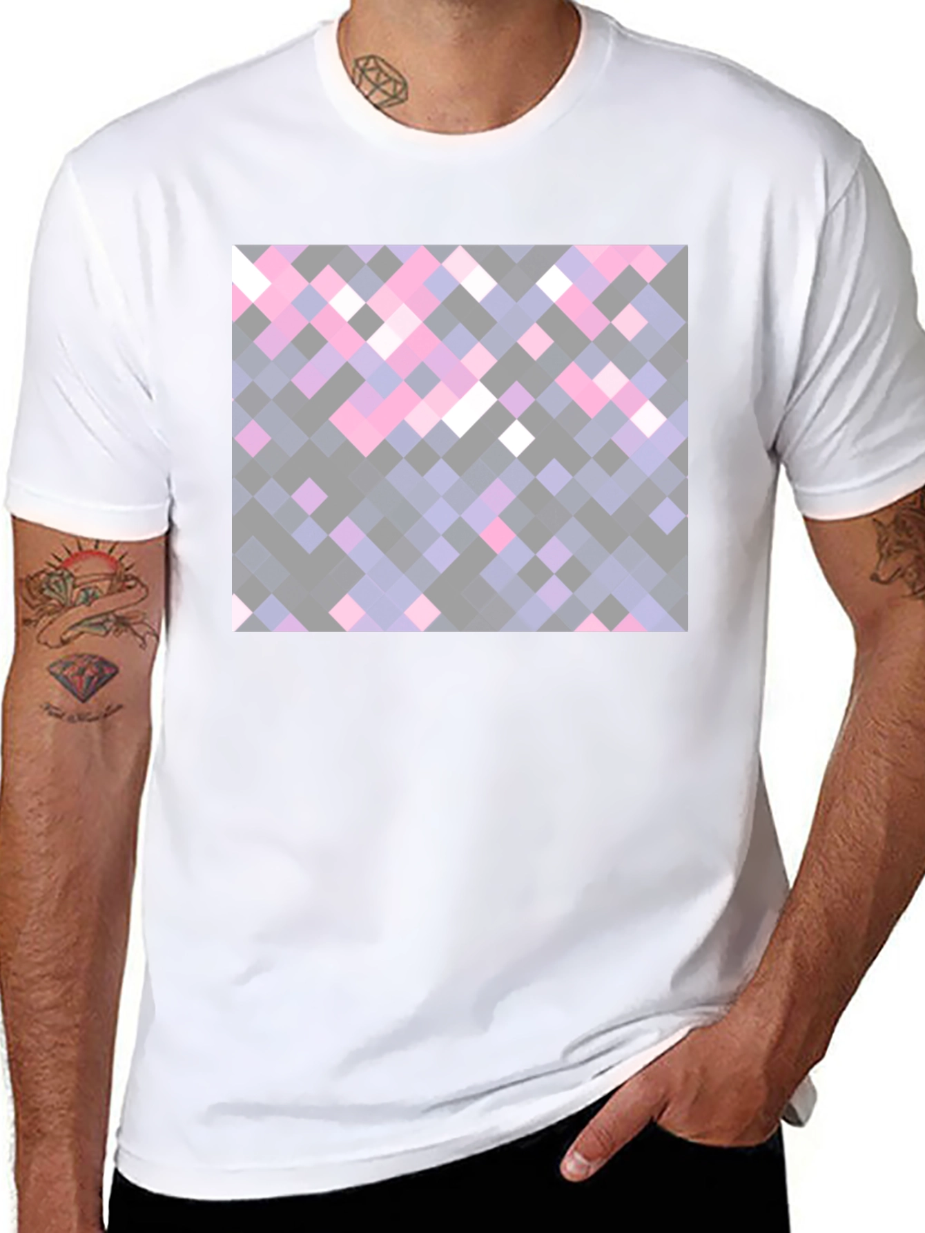 Pixelated Squares Black Tee