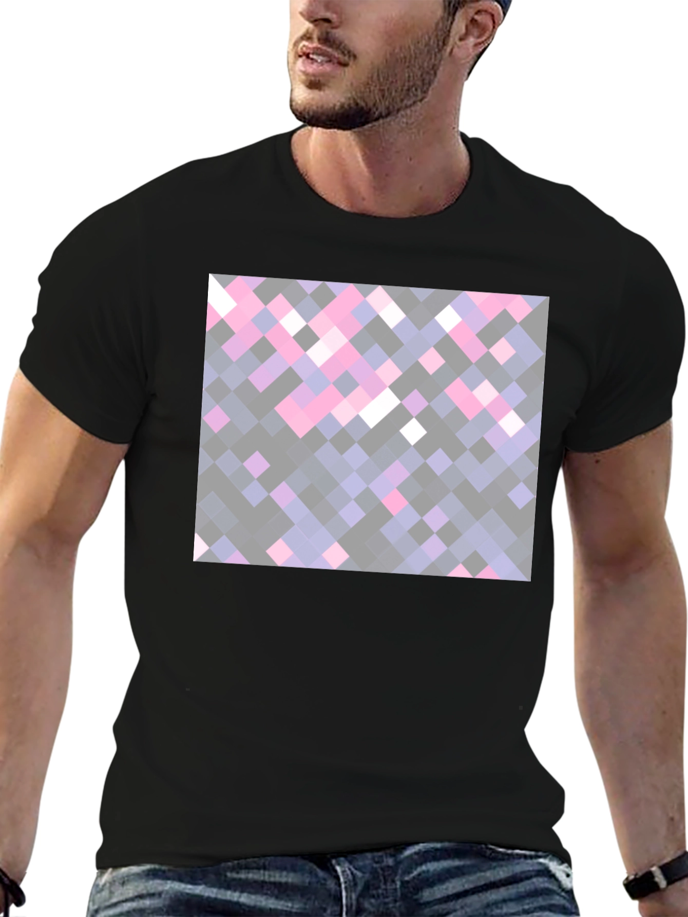 Pixelated Squares Black Tee