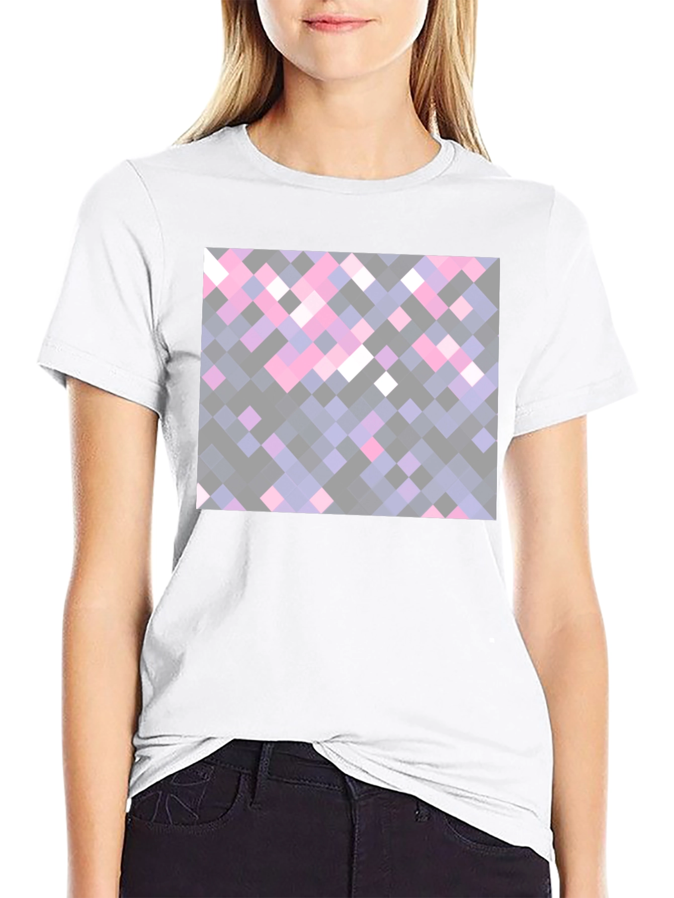 Pixelated Squares Black Tee