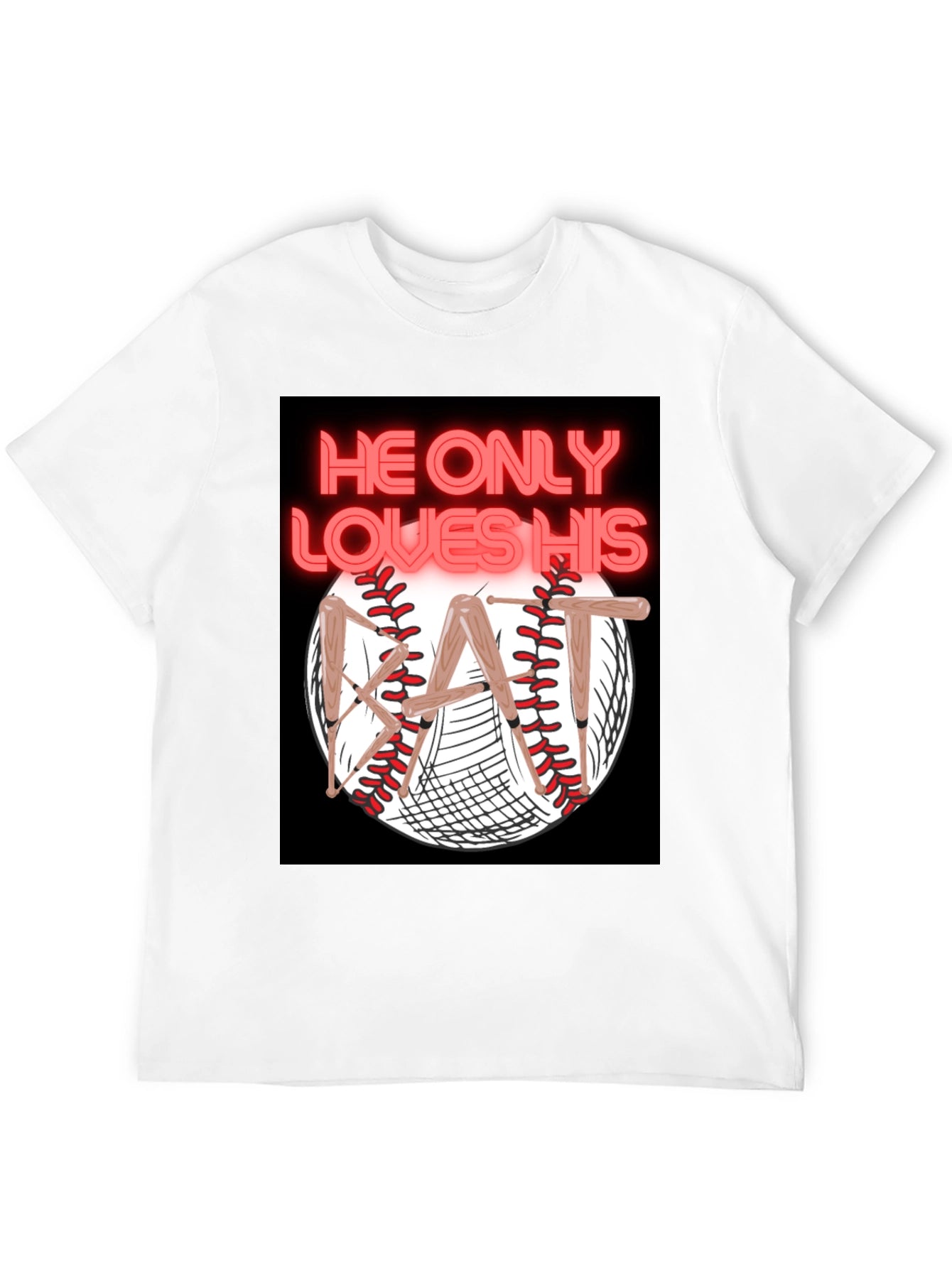 He Only Loves His Bat T-Shirt Baseball Graphic Tee