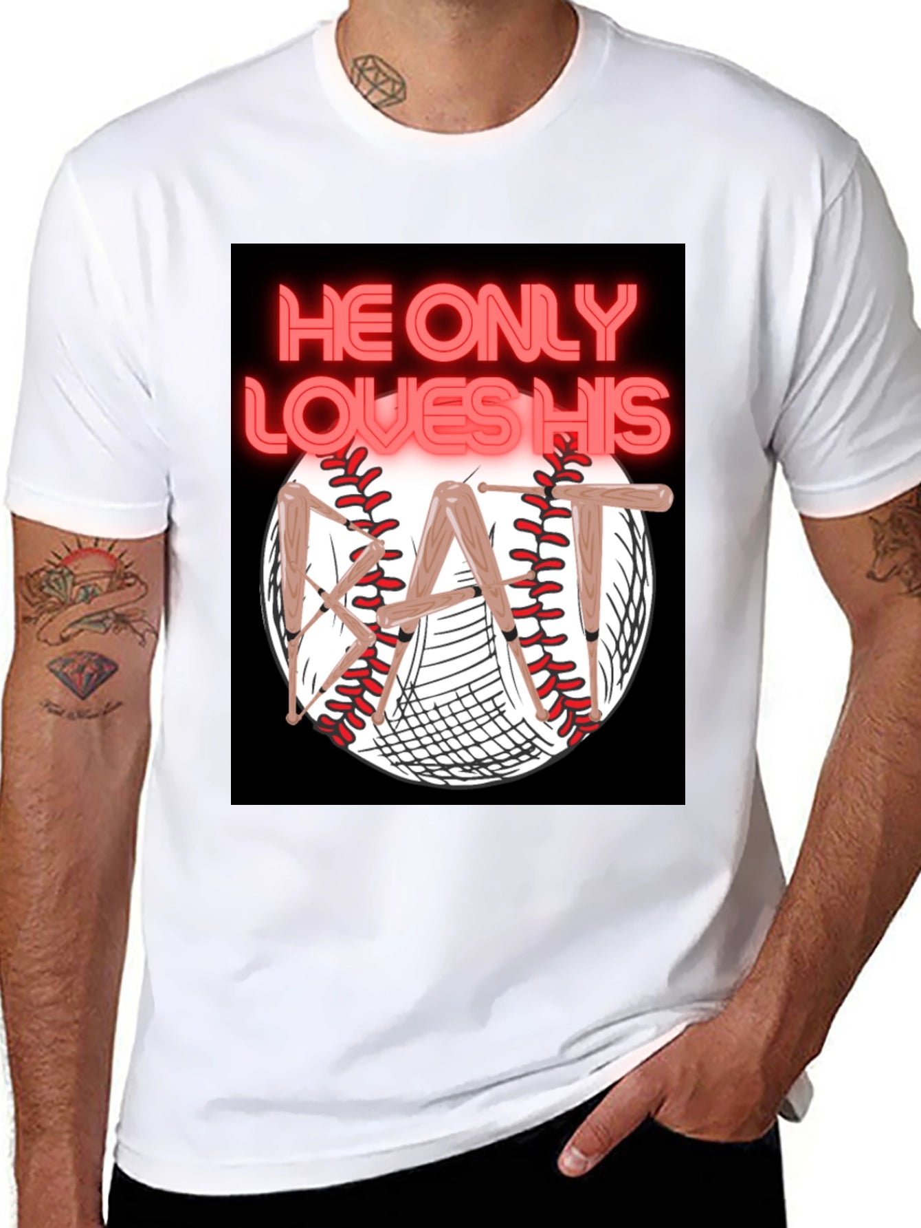 He Only Loves His Bat T-Shirt Baseball Graphic Tee