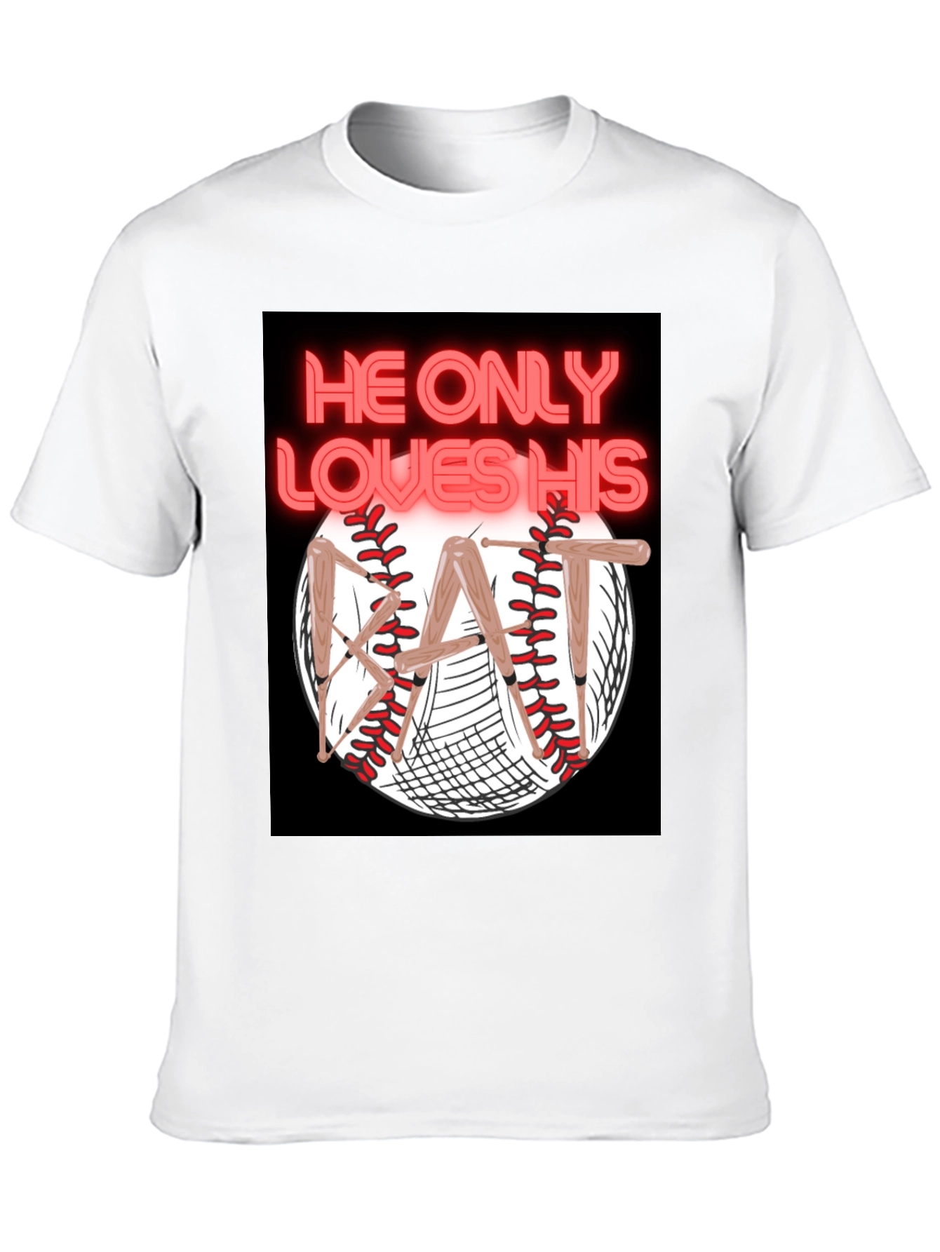 He Only Loves His Bat T-Shirt Baseball Graphic Tee