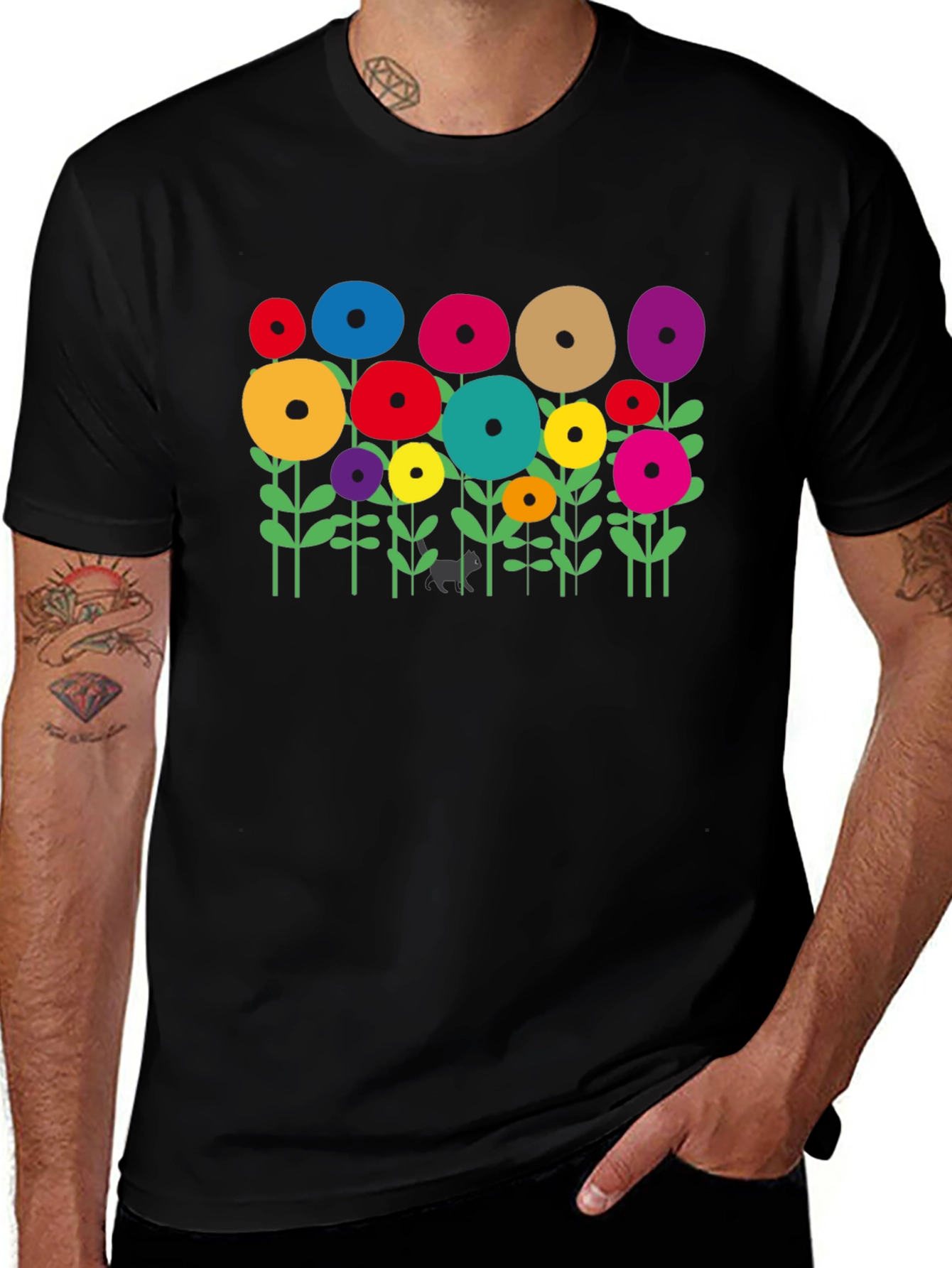 Floral Bloom Black T-Shirt
