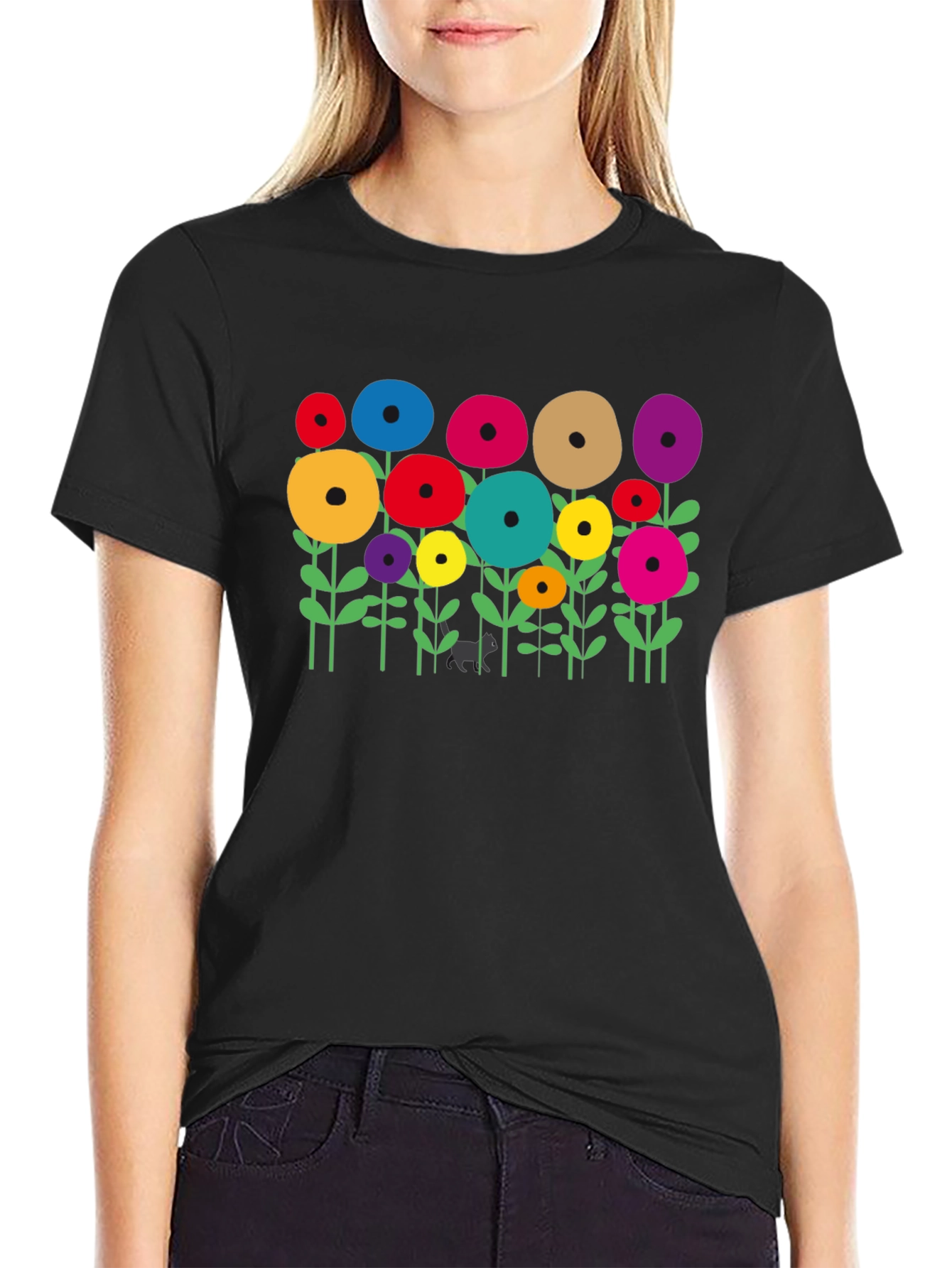 Floral Bloom Black T-Shirt
