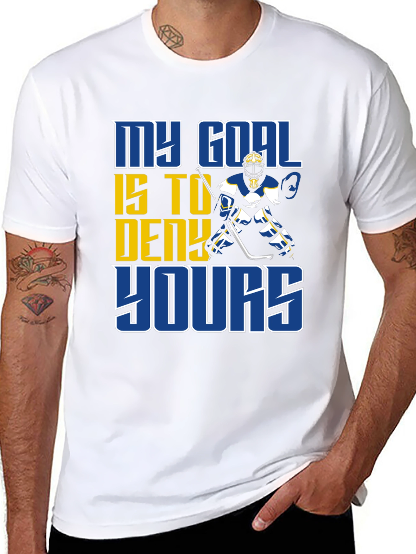 Hockey Goalie T-Shirt: My Goal is to Deny Yours!