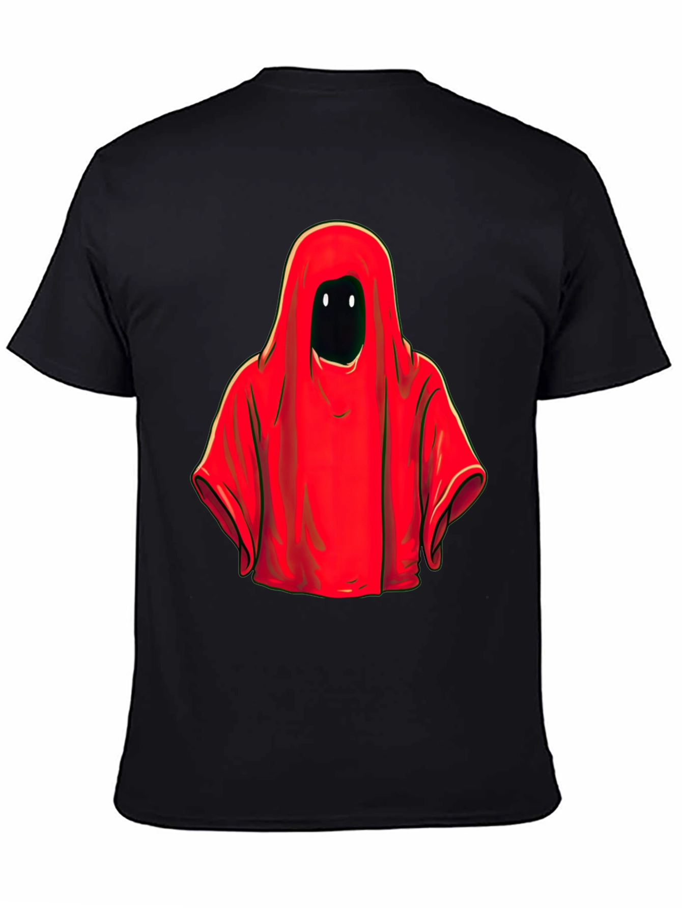 Red Hooded Figure Graphic Tee - Unisex Black T-Shirt