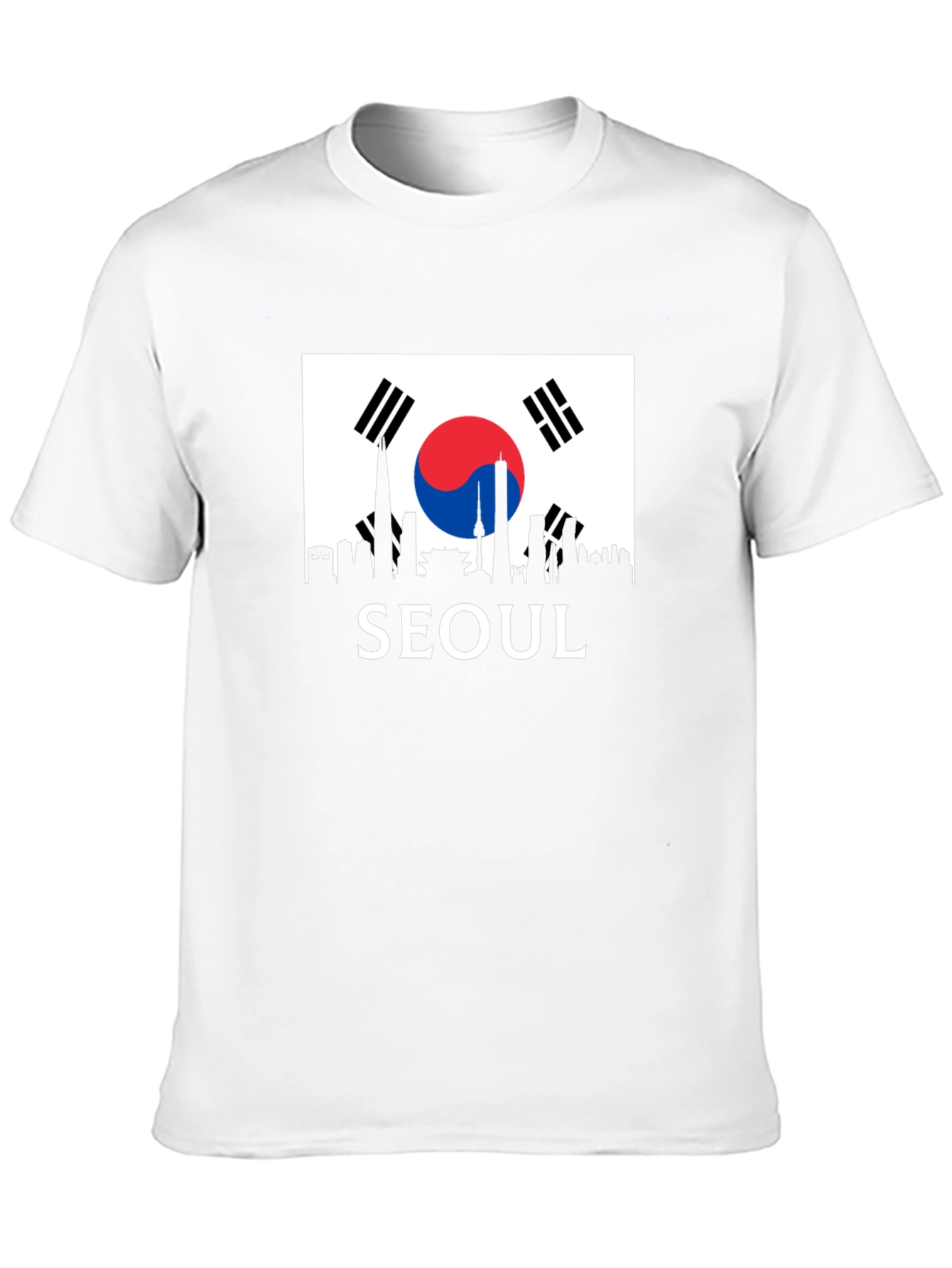 Seoul Skyline T-Shirt - Korea Flag Design