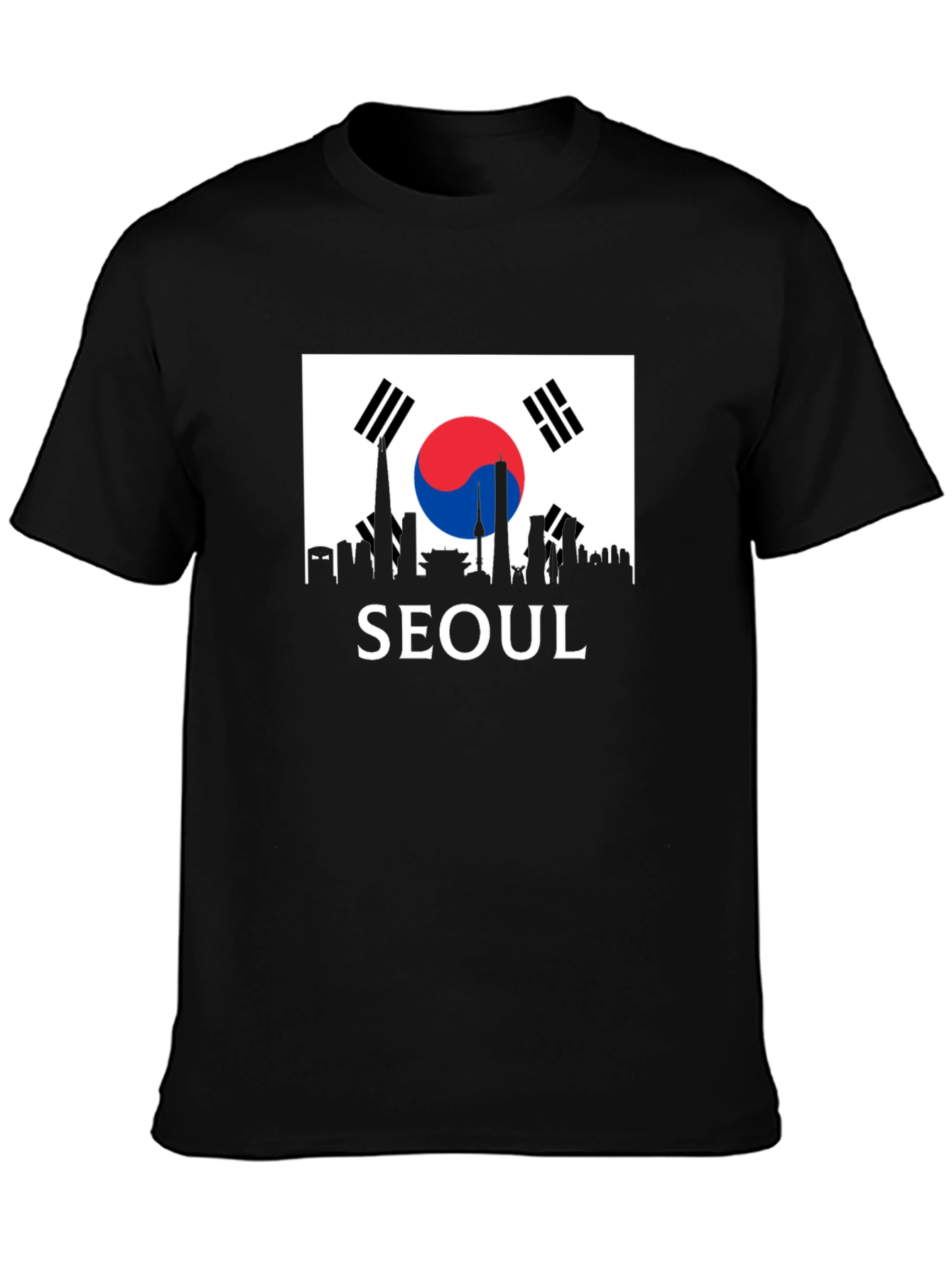 Seoul Skyline T-Shirt - Korea Flag Design