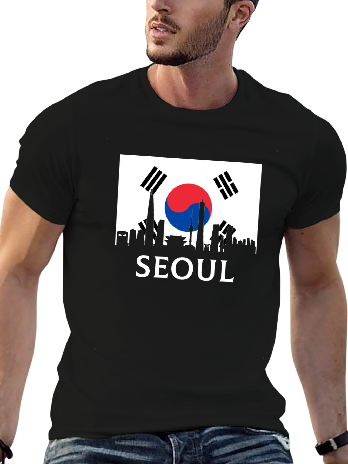 Seoul Skyline T-Shirt - Korea Flag Design