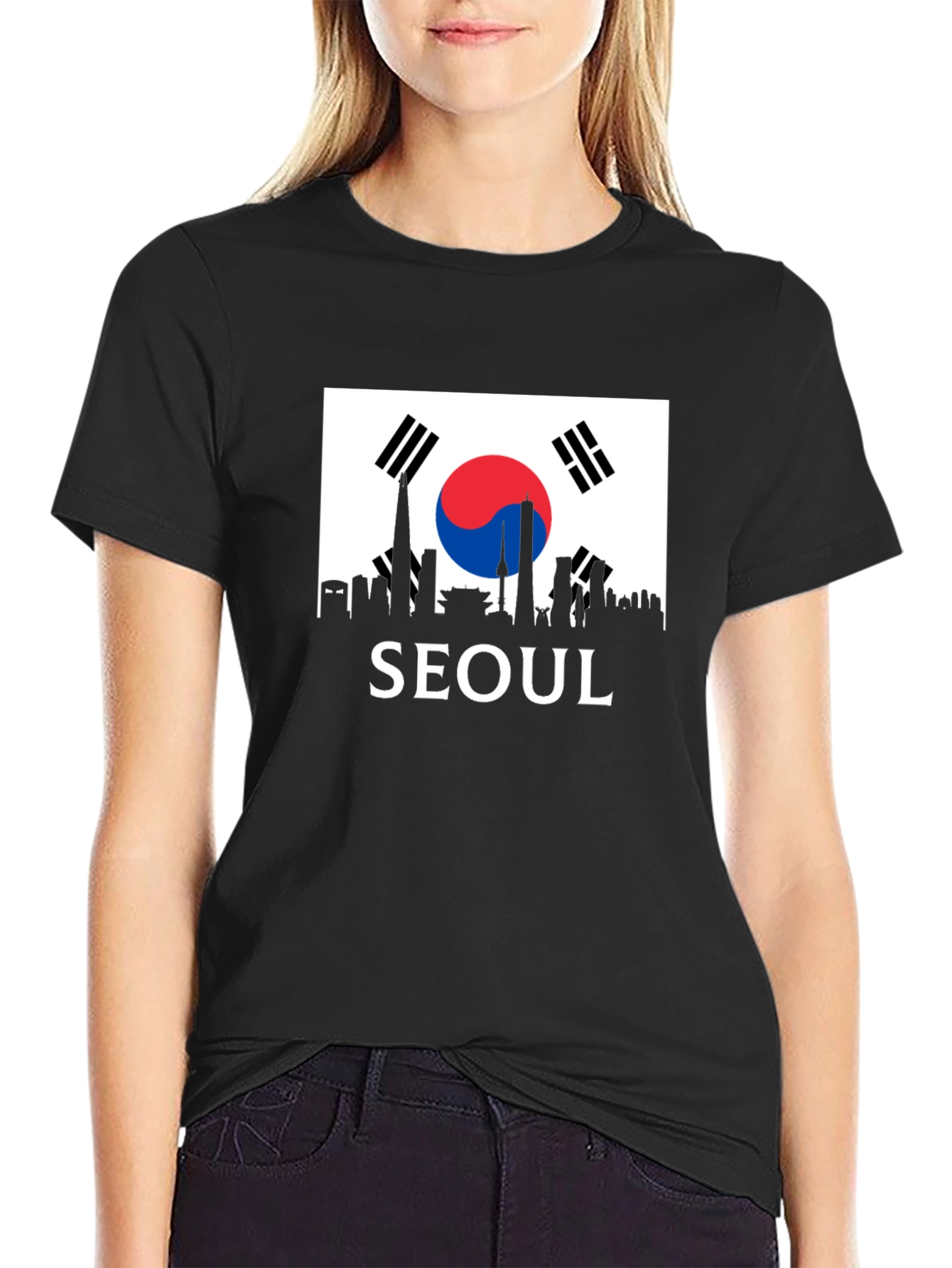 Seoul Skyline T-Shirt - Korea Flag Design