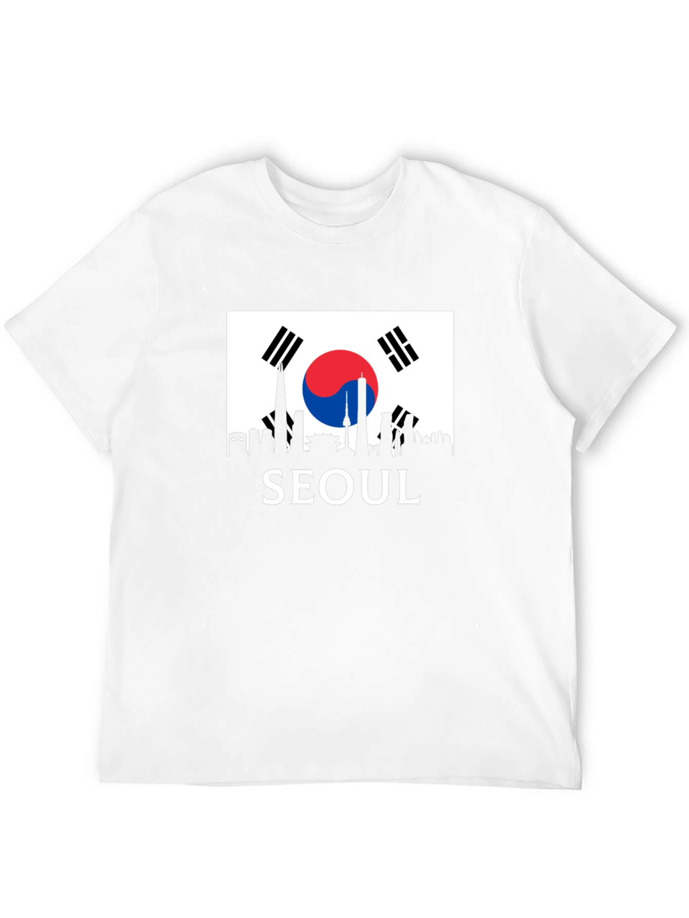 Seoul Skyline T-Shirt - Korea Flag Design