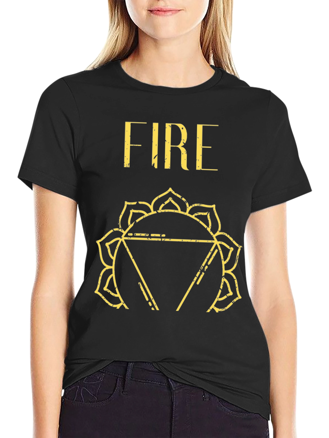 Fire Chakra Graphic Tee - Black Cotton T-Shirt