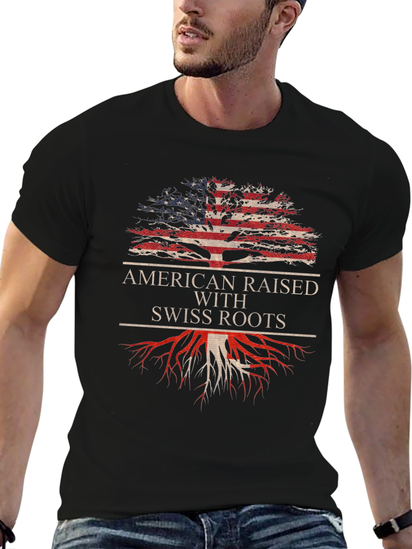 American Raised with Swiss Roots Tee