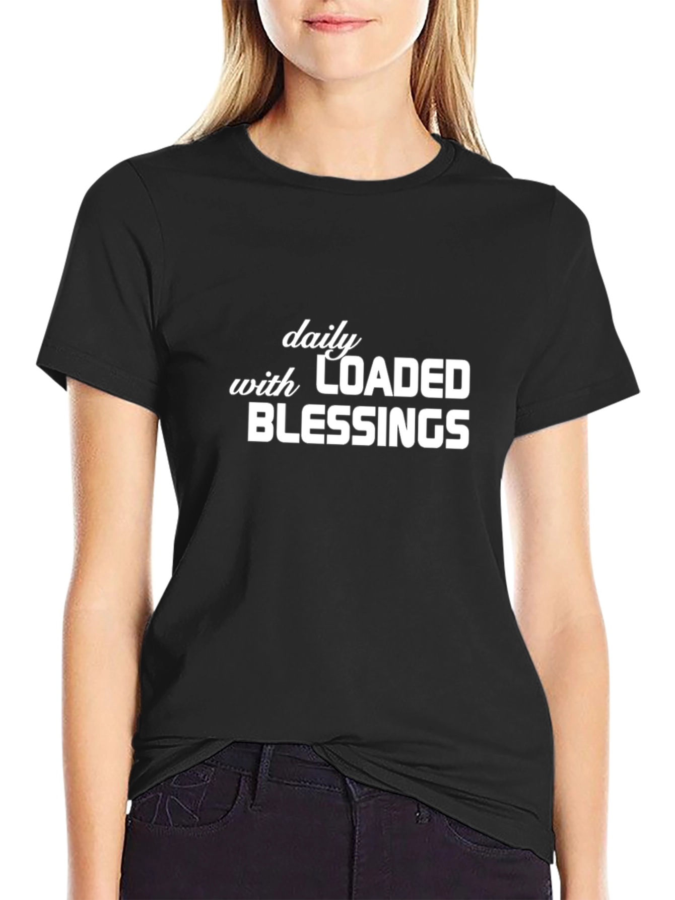 Daily Loaded Blessings Graphic Tee - Black