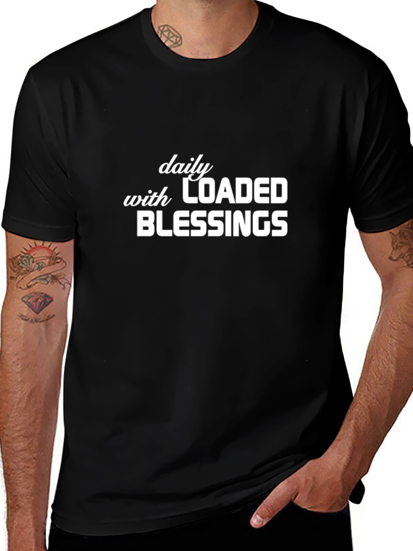 Daily Loaded Blessings Graphic Tee - Black