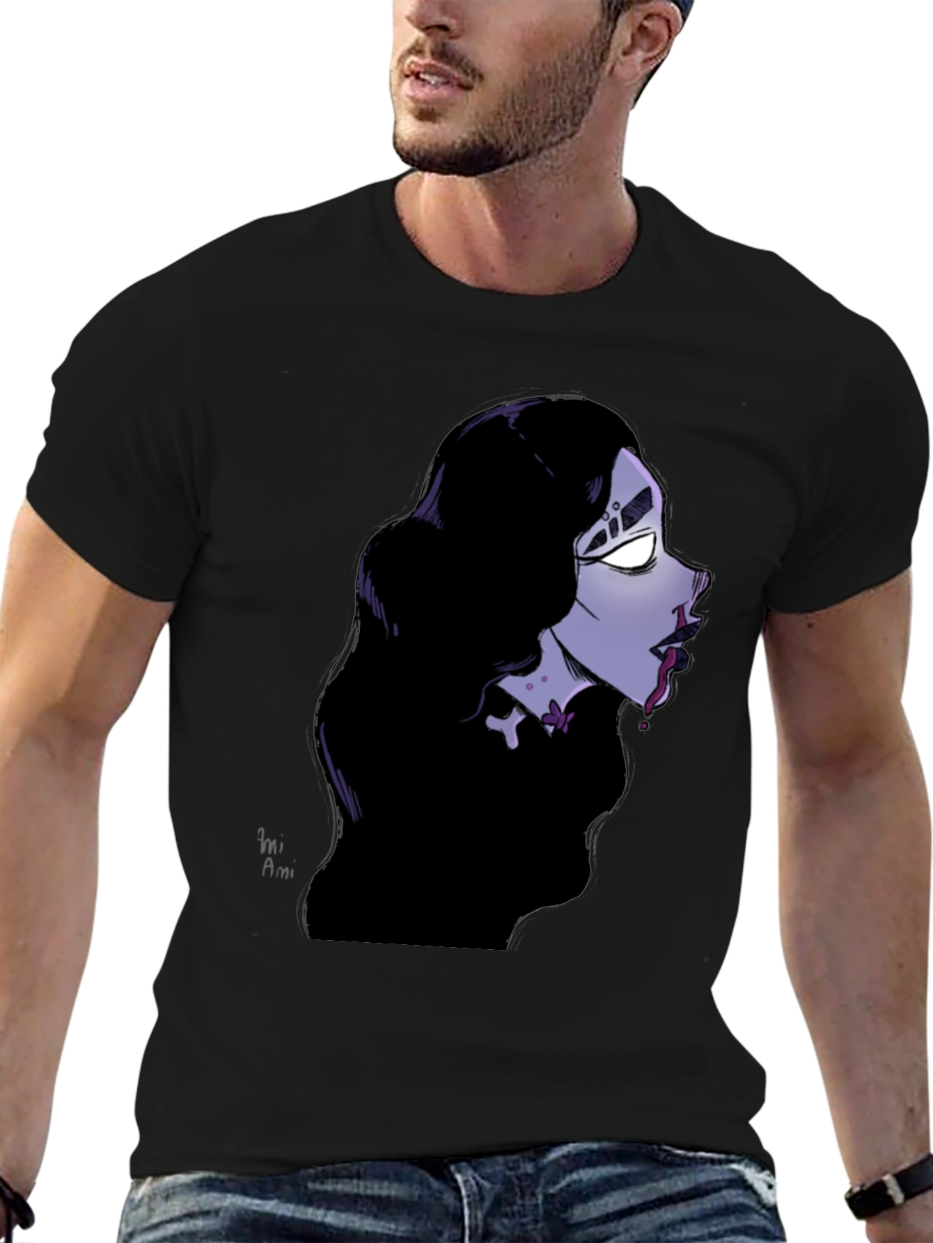 Gothic Vampire Graphic Tee - Unisex Black T-Shirt