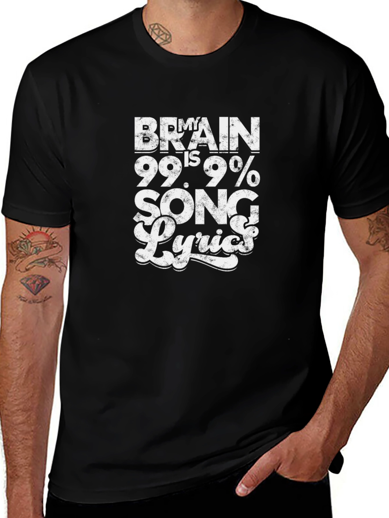 Brain is 99.9% Song Lyrics Black T-Shirt