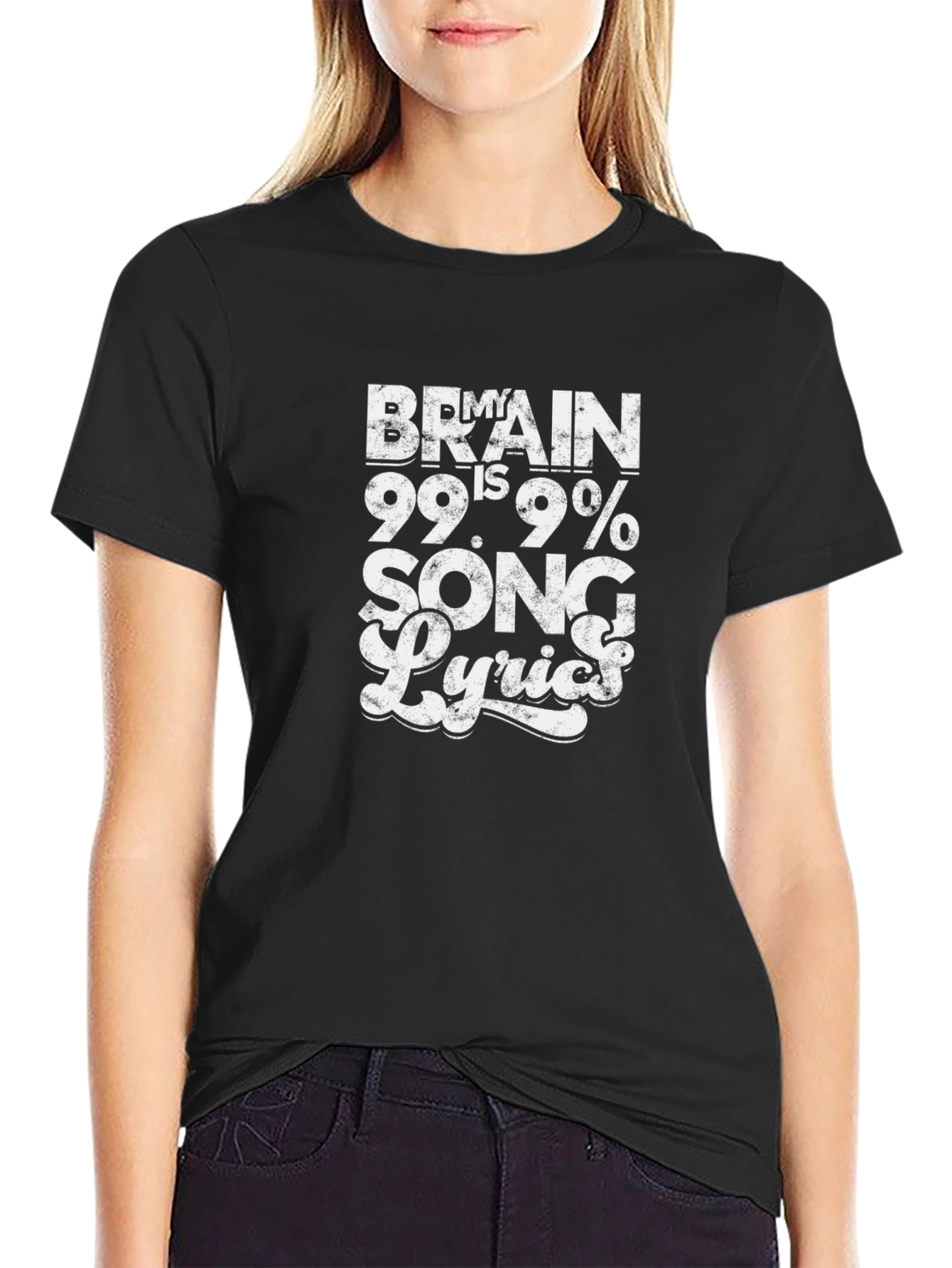 Brain is 99.9% Song Lyrics Black T-Shirt