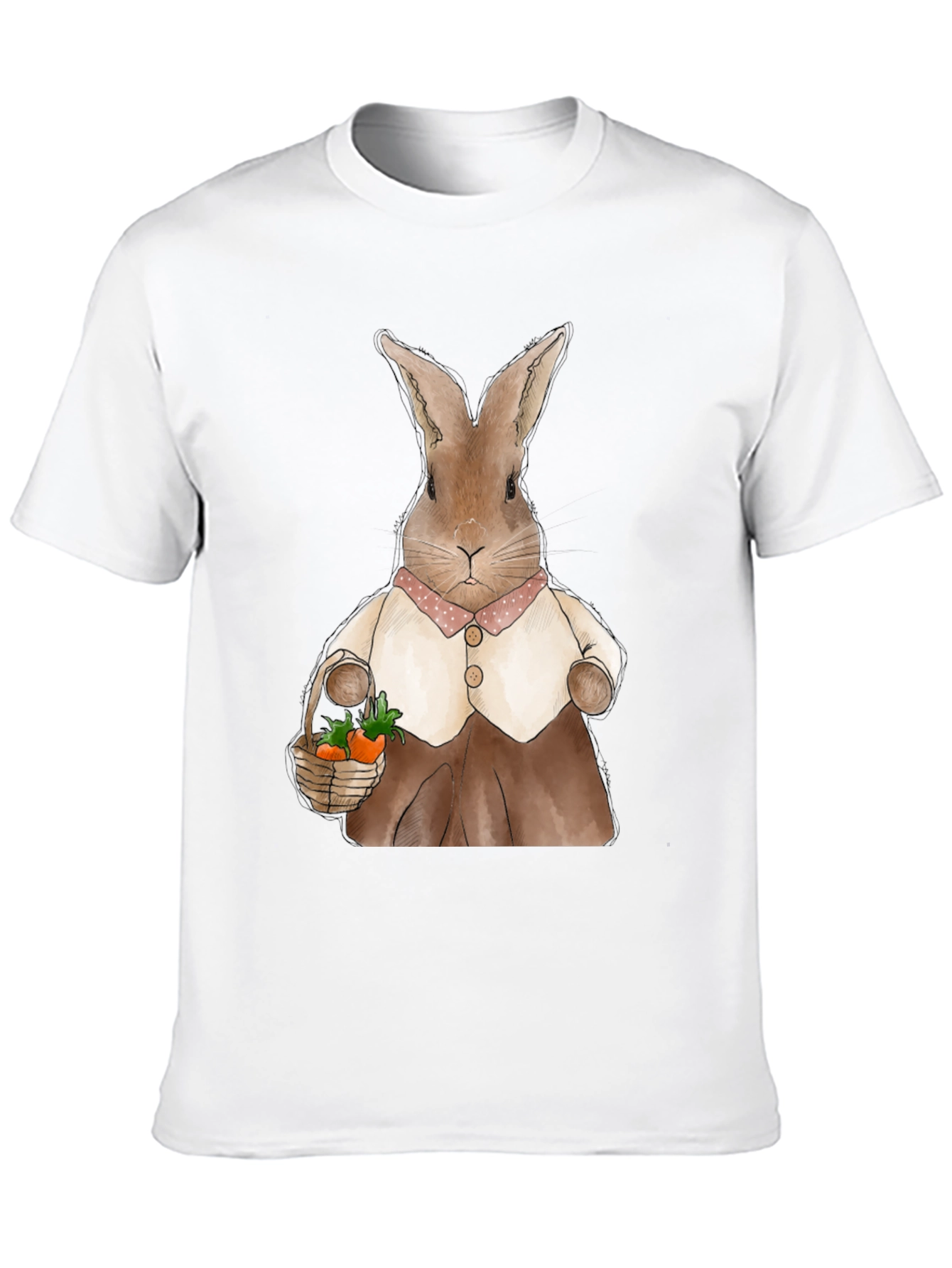 Cute Bunny Carrot Basket Graphic T-Shirt