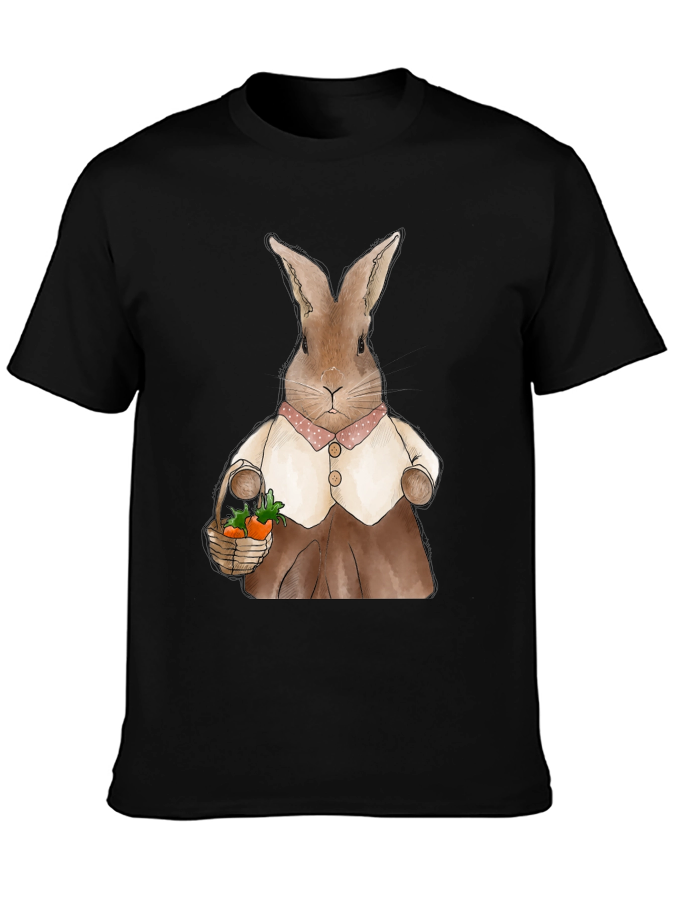 Cute Bunny Carrot Basket Graphic T-Shirt