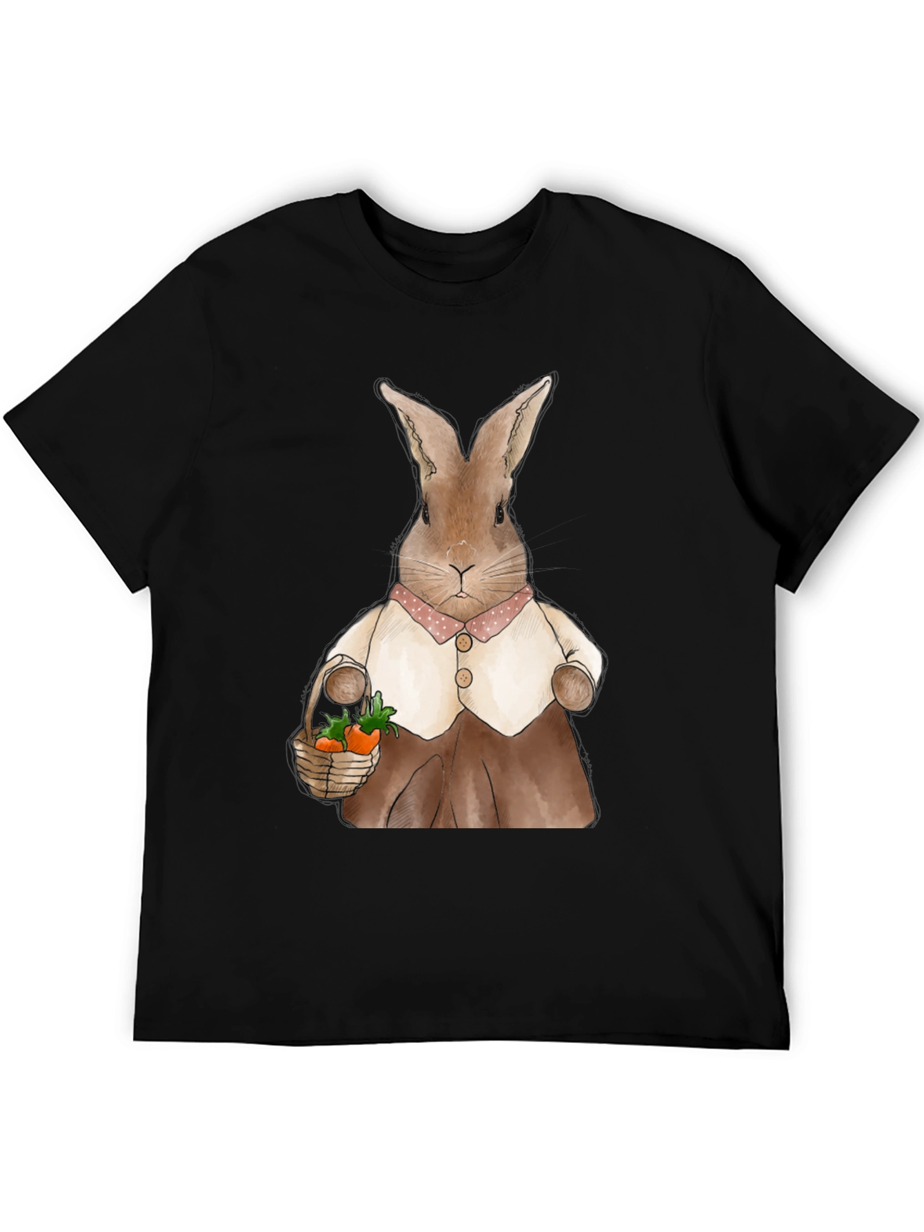 Cute Bunny Carrot Basket Graphic T-Shirt