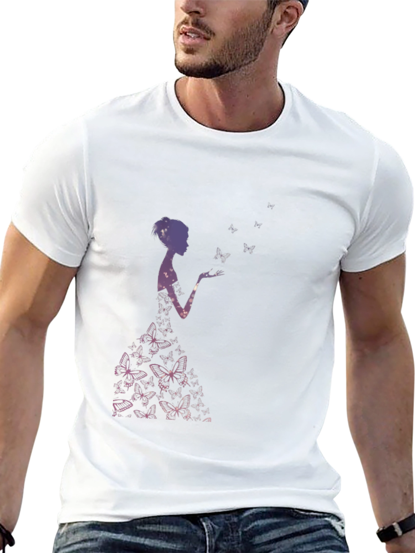 Butterfly Silhouette Graphic Black T-Shirt