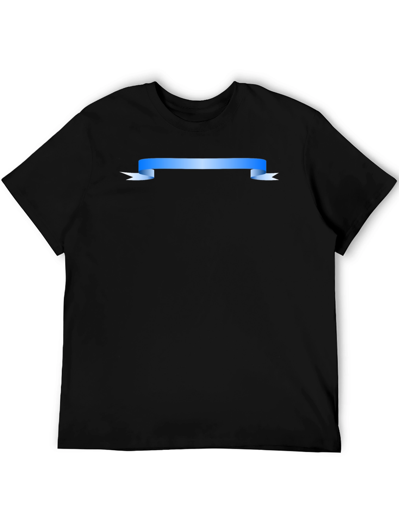 Mens Black Graphic T-Shirt with Blue Ribbon Design