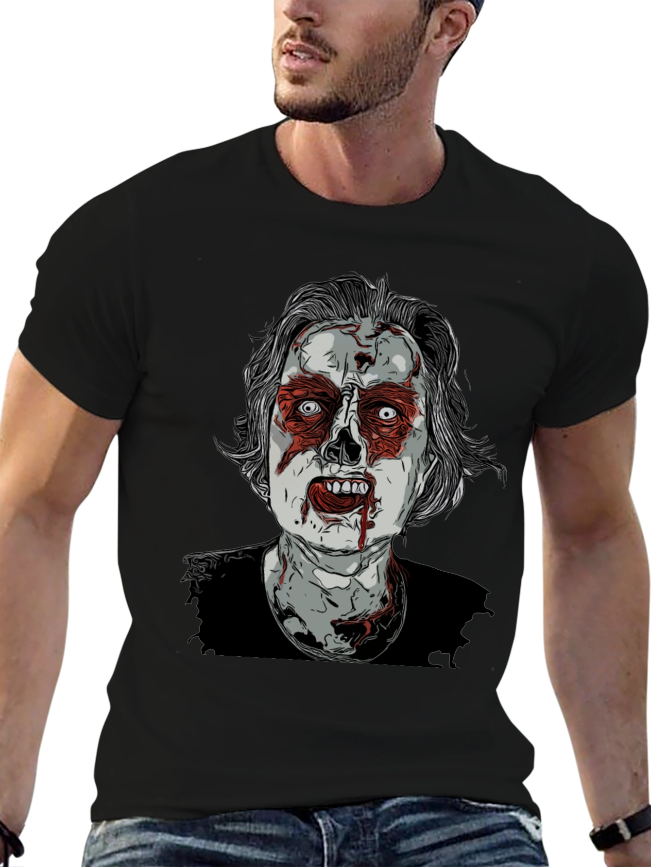 Zombie Graphic Print T-Shirt - Horror Tee