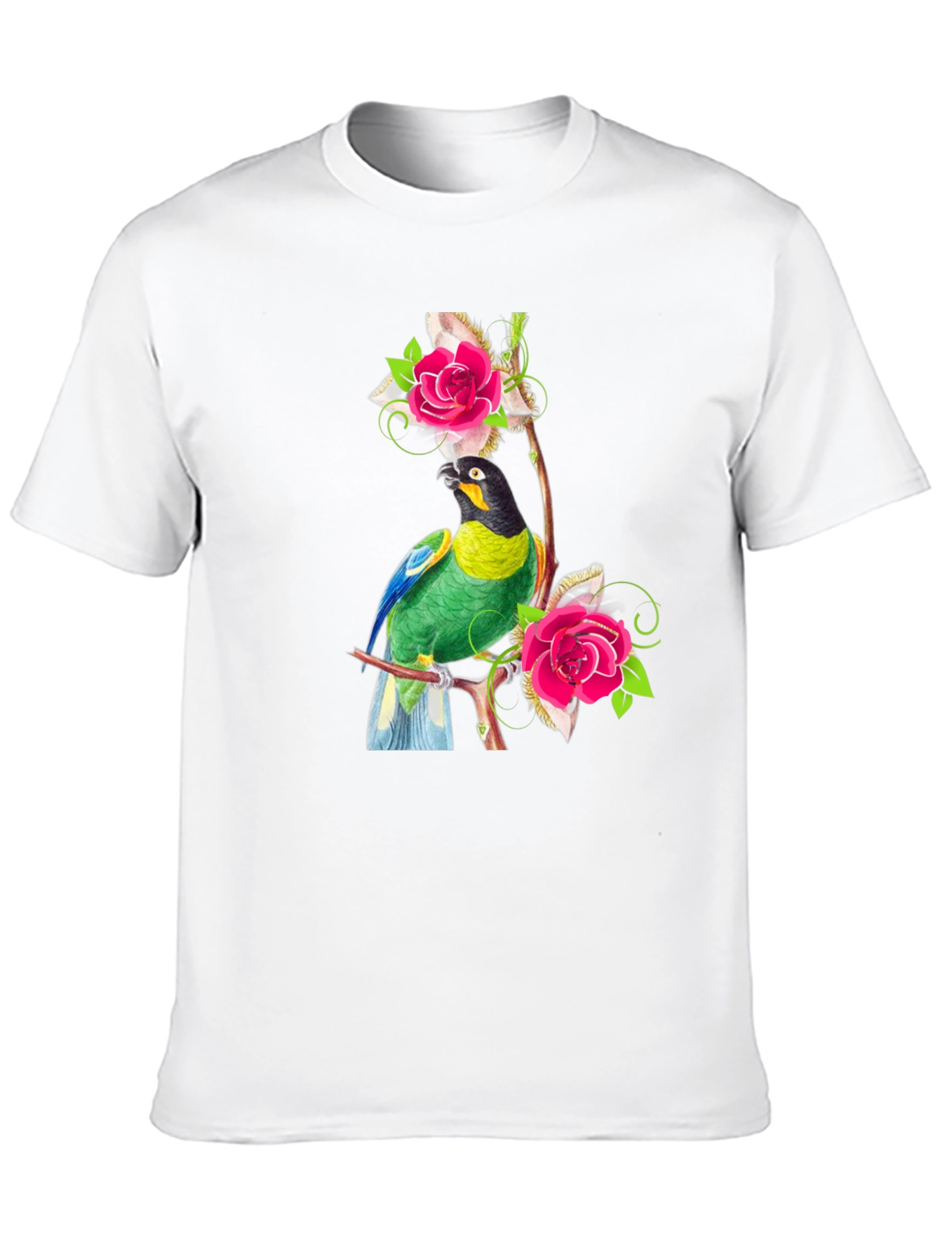 Parrot & Rose Graphic Tee - Mens Black T-Shirt