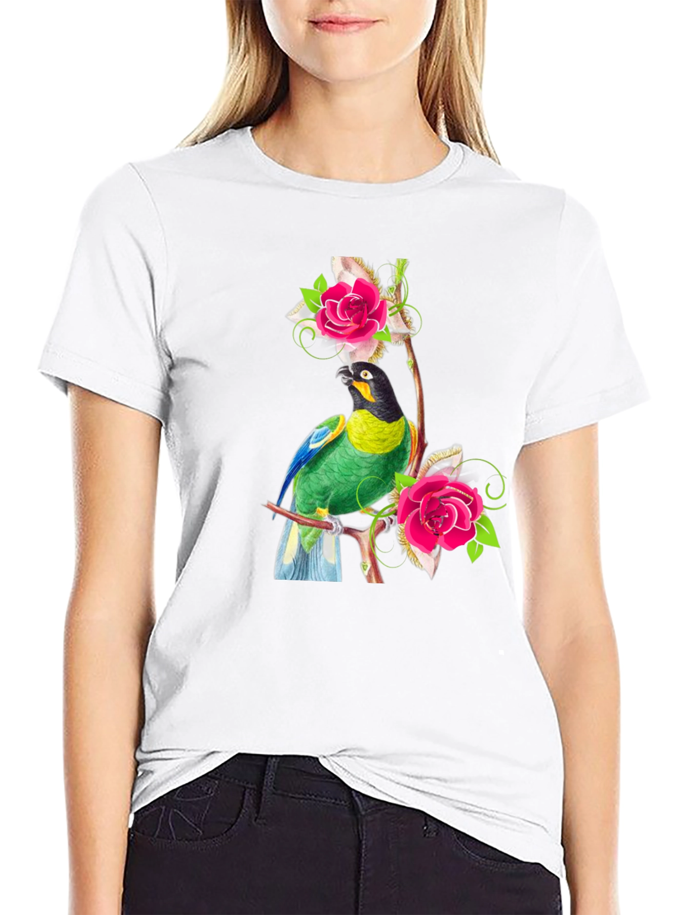 Parrot & Rose Graphic Tee - Mens Black T-Shirt