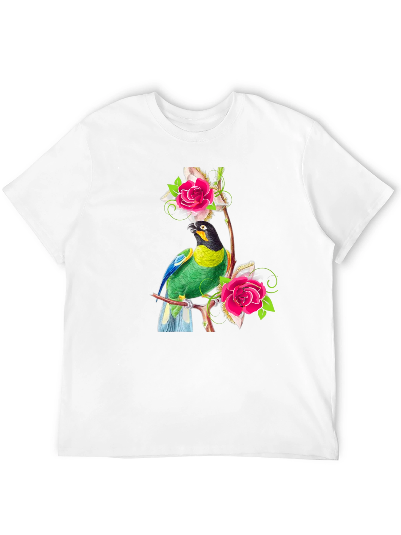 Parrot & Rose Graphic Tee - Mens Black T-Shirt