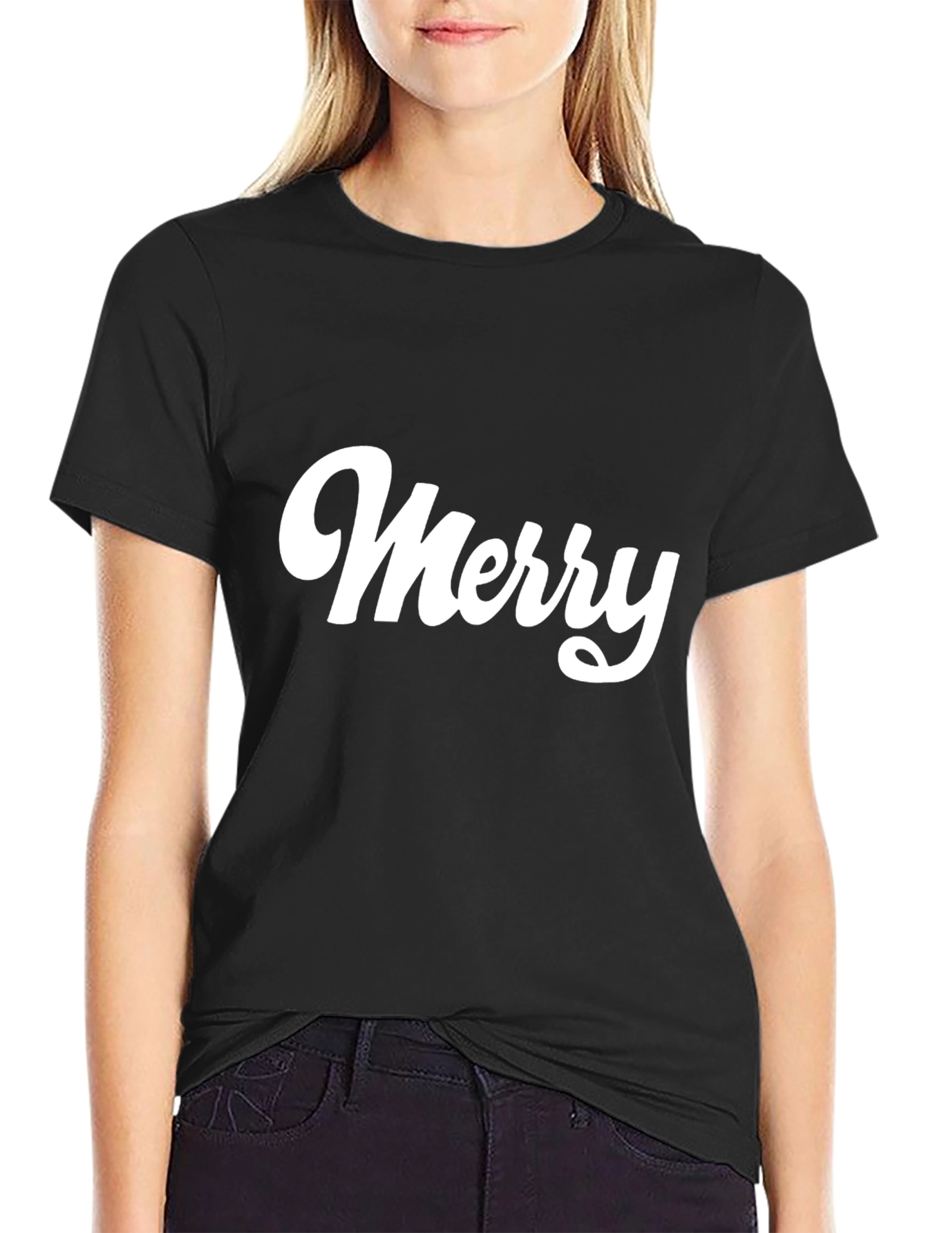 Merry Graphic Tee - Black Cotton T-Shirt