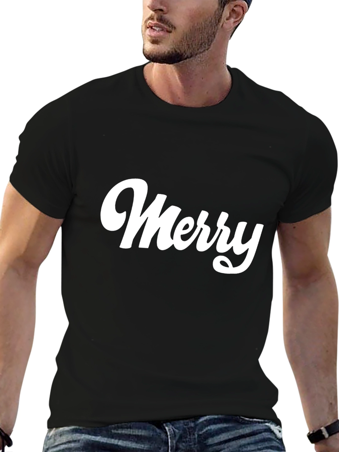 Merry Graphic Tee - Black Cotton T-Shirt