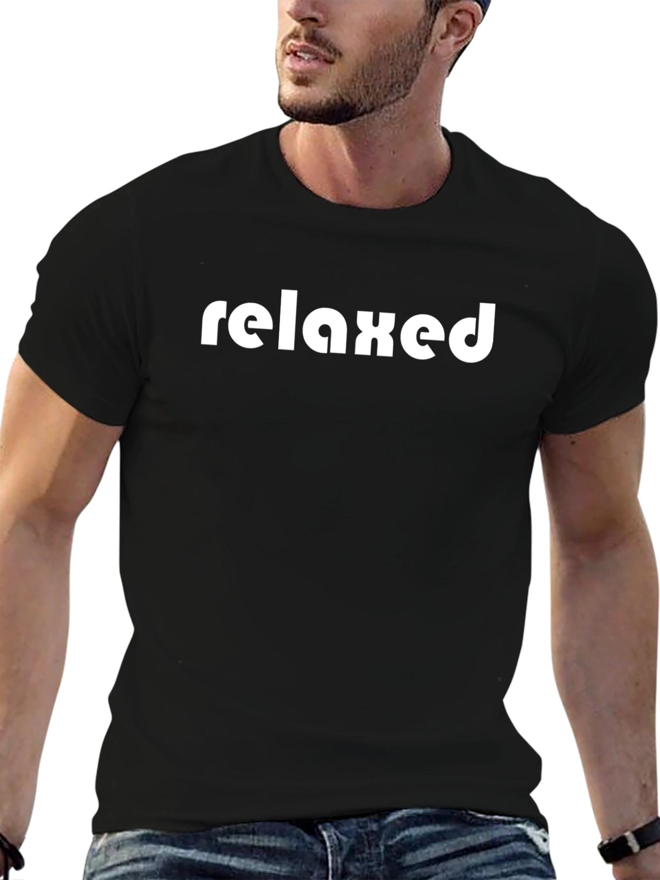 Relaxed Graphic Tee - Black Cotton T-Shirt