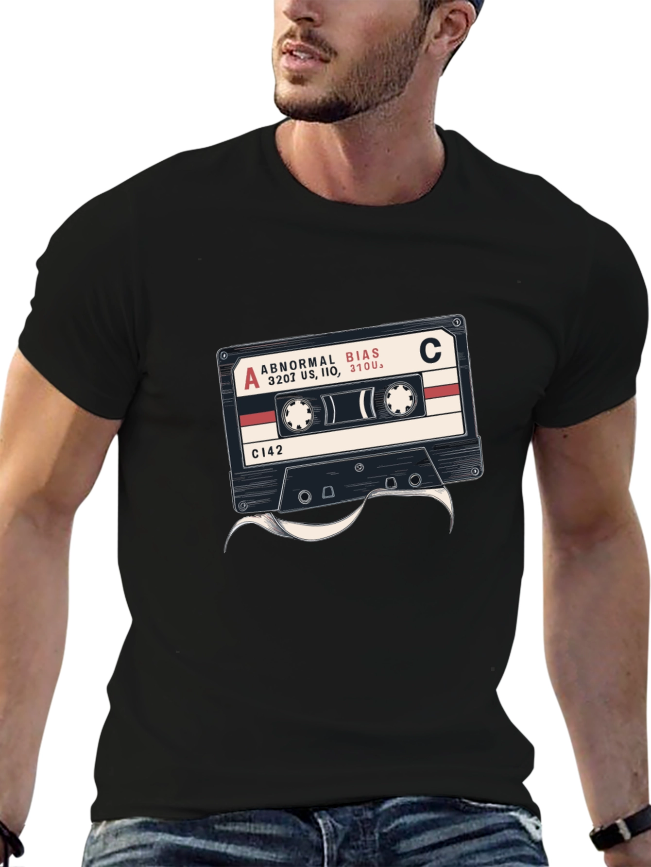 Retro Cassette Tape Graphic Black T-Shirt