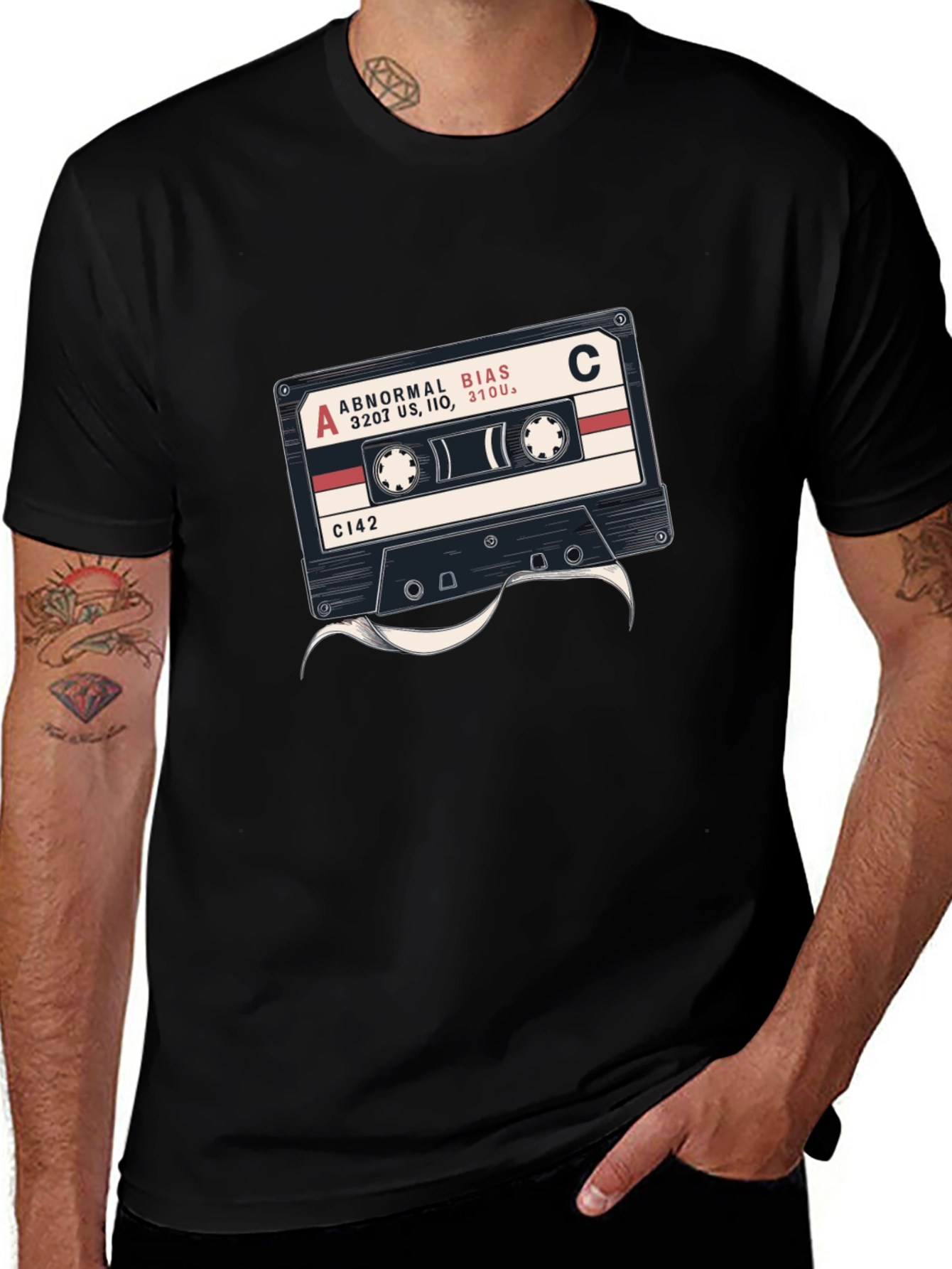 Retro Cassette Tape Graphic Black T-Shirt