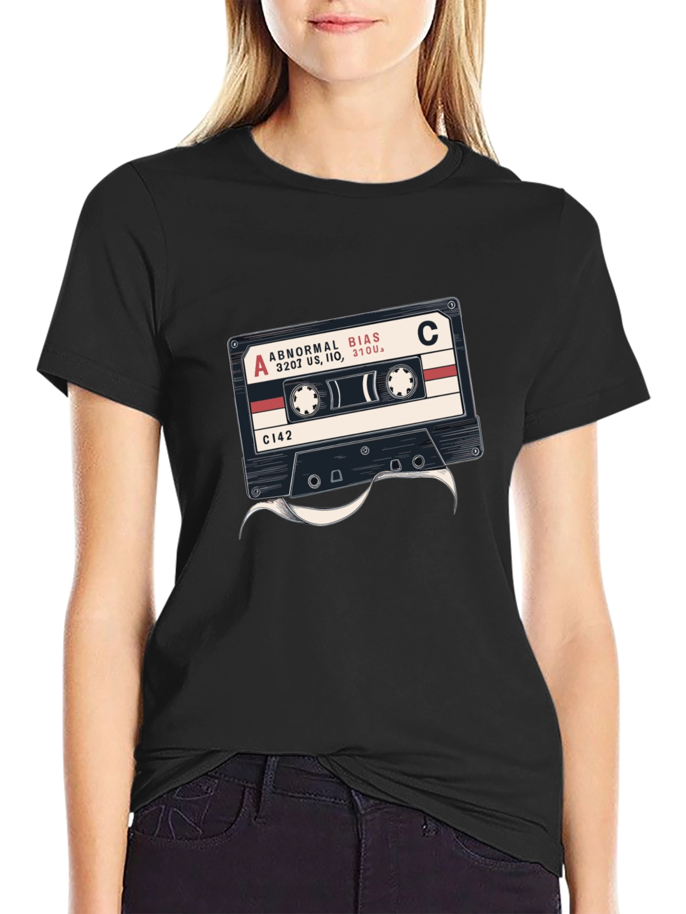 Retro Cassette Tape Graphic Black T-Shirt