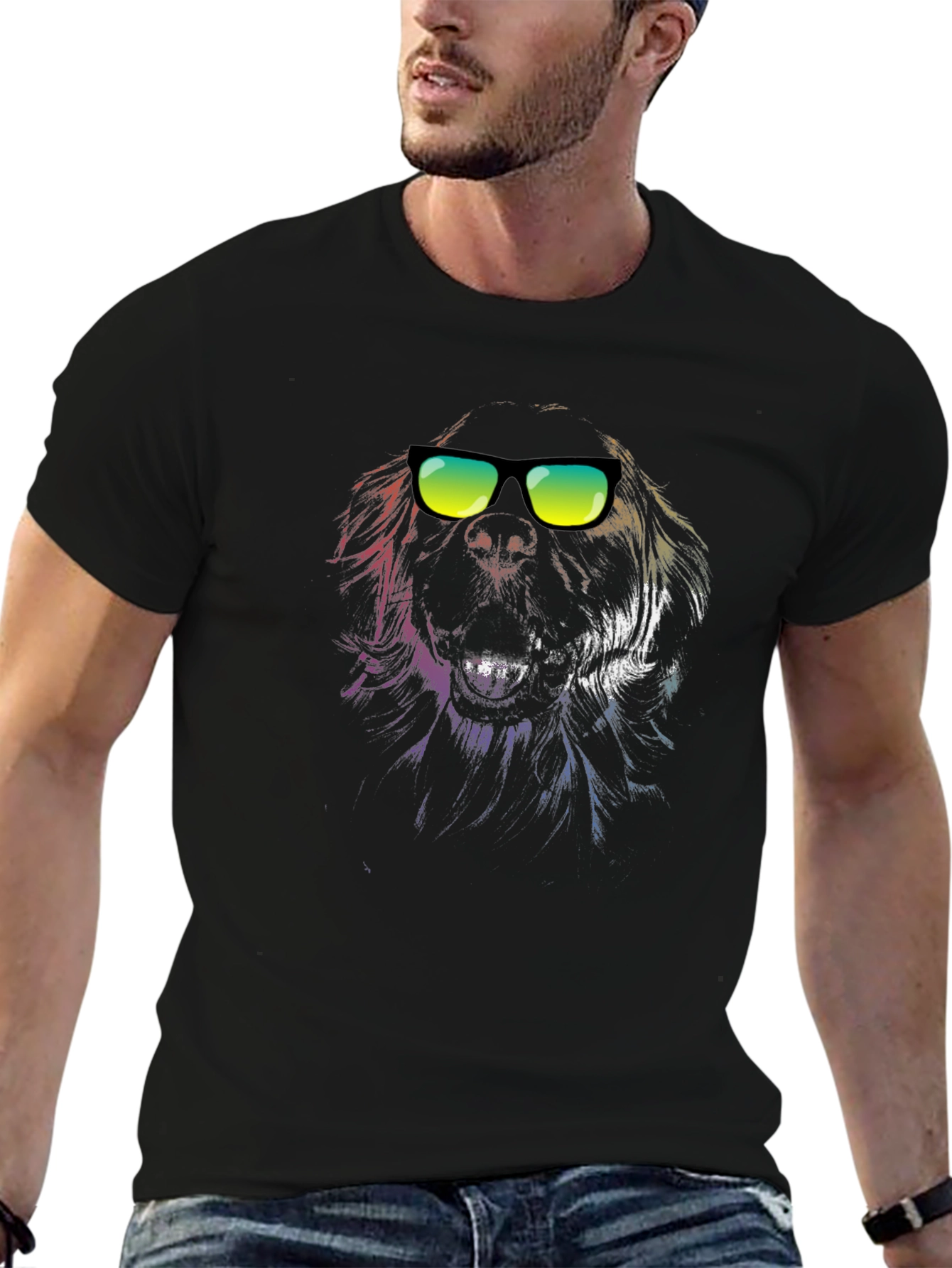 Cool Dog Graphic Tee - Black Cotton T-Shirt
