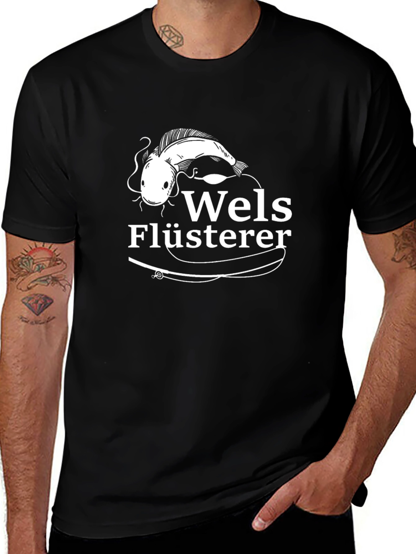 Wels Flüsterer Black T-Shirt - Catfish Whisperer Tee