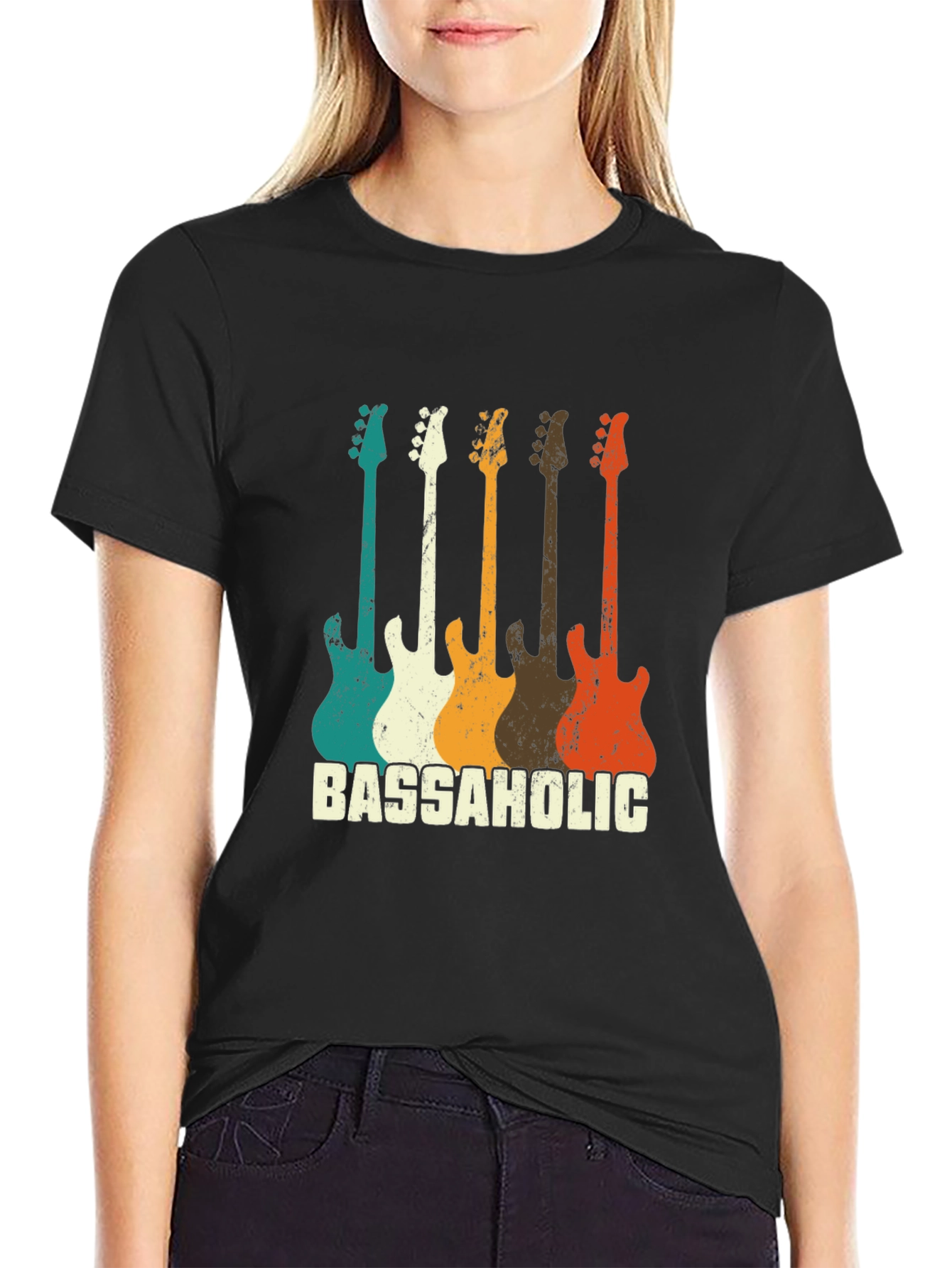 Bassaholic Retro Guitar T-Shirt - Music Lover Tee