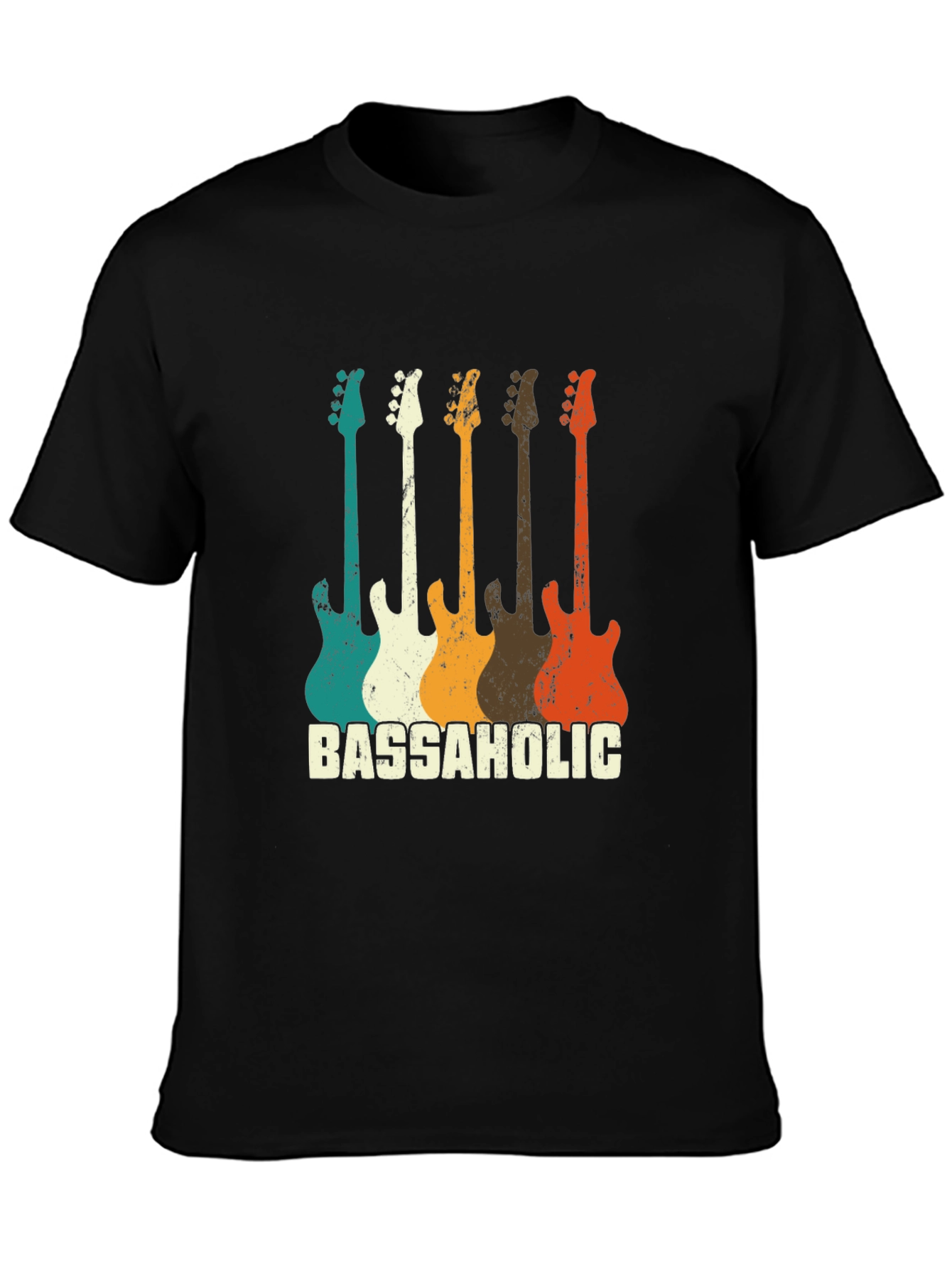 Bassaholic Retro Guitar T-Shirt - Music Lover Tee