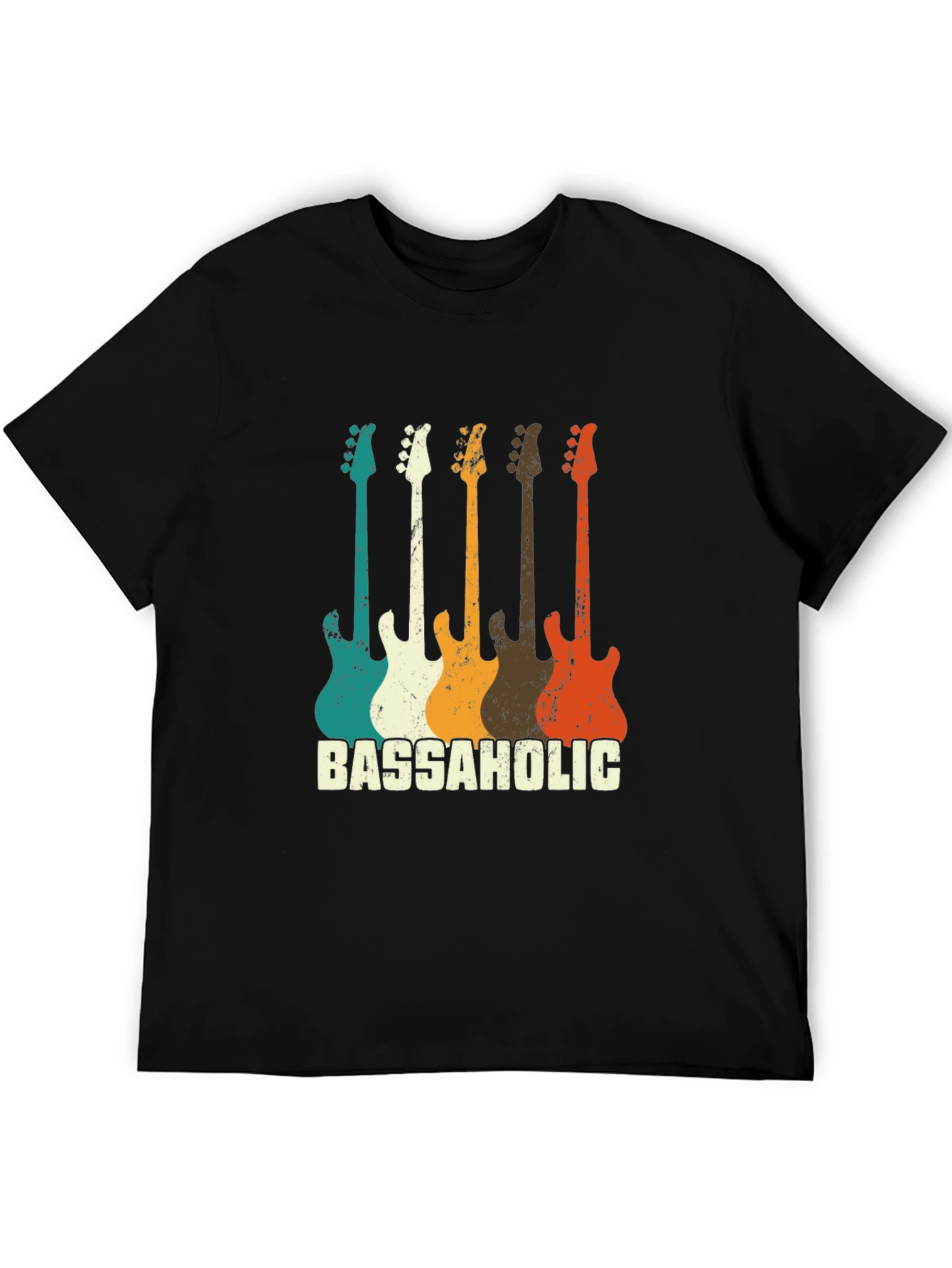 Bassaholic Retro Guitar T-Shirt - Music Lover Tee