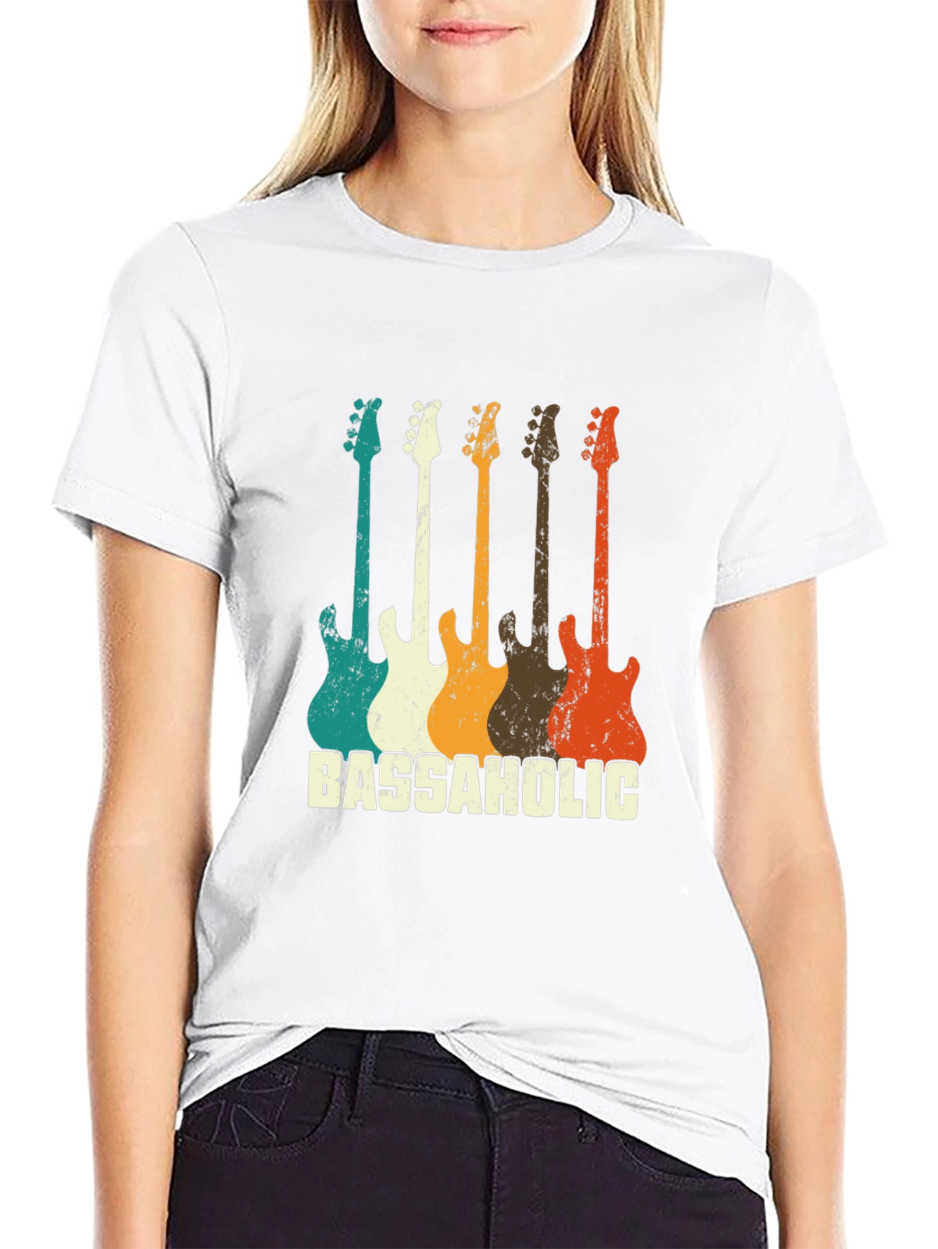 Bassaholic Retro Guitar T-Shirt - Music Lover Tee