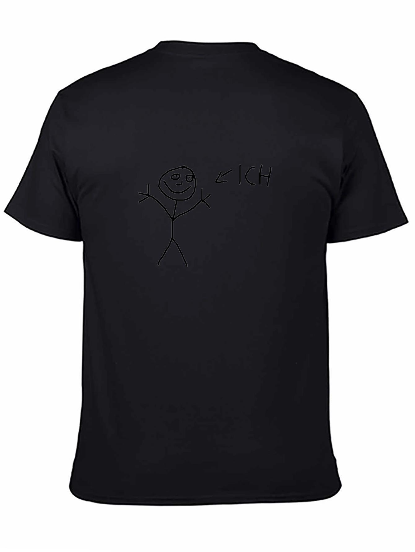 Humorous ICH Stick Figure Black T-Shirt