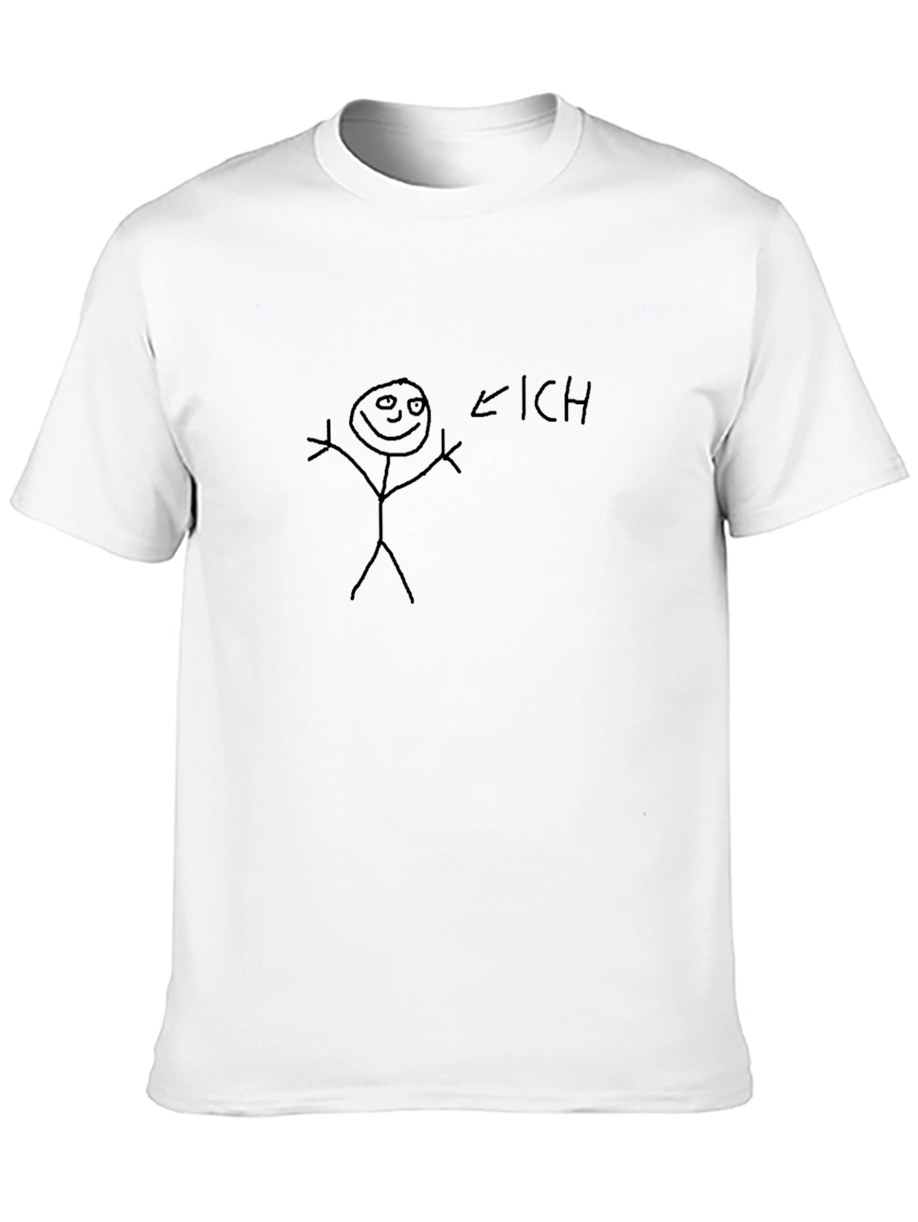Humorous ICH Stick Figure Black T-Shirt