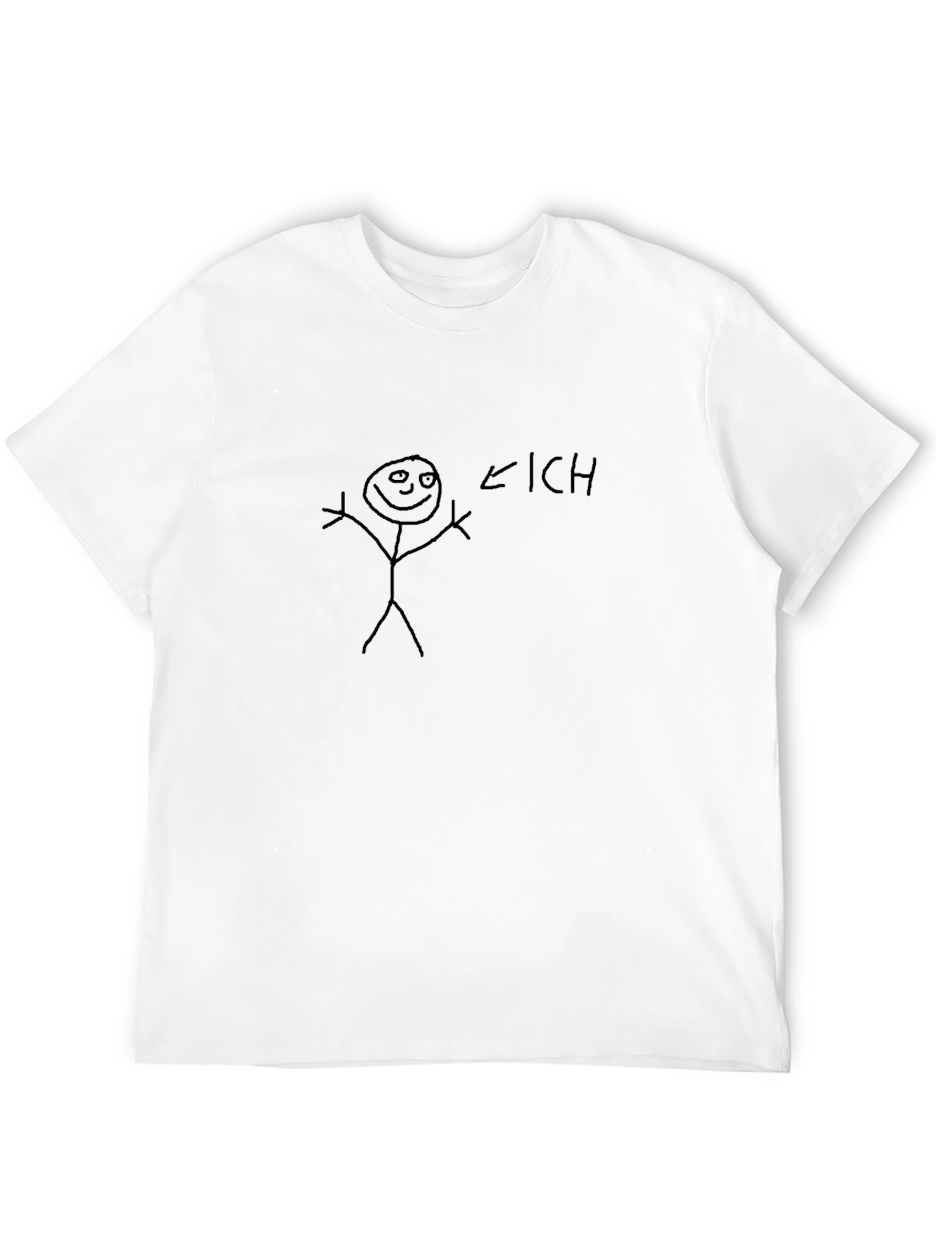 Humorous ICH Stick Figure Black T-Shirt