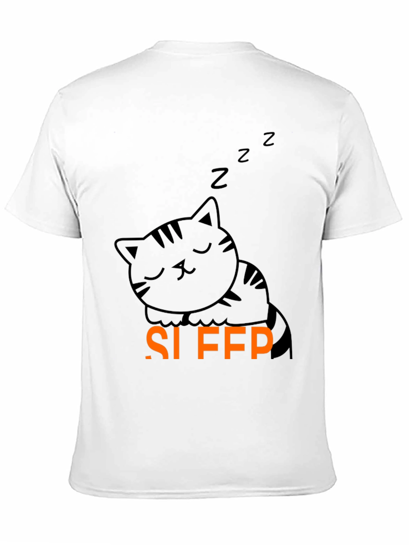 Cute Sleeping Cat Graphic Tee - Black