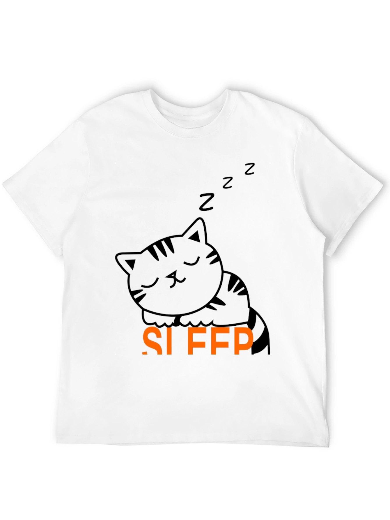 Cute Sleeping Cat Graphic Tee - Black
