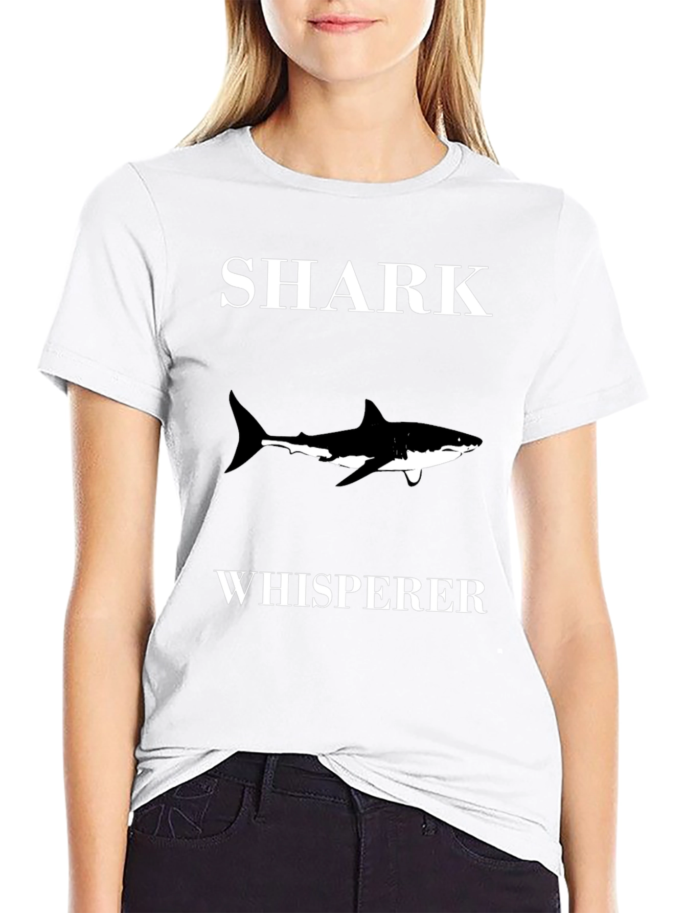 Shark Whisperer Black Cotton Graphic T-Shirt