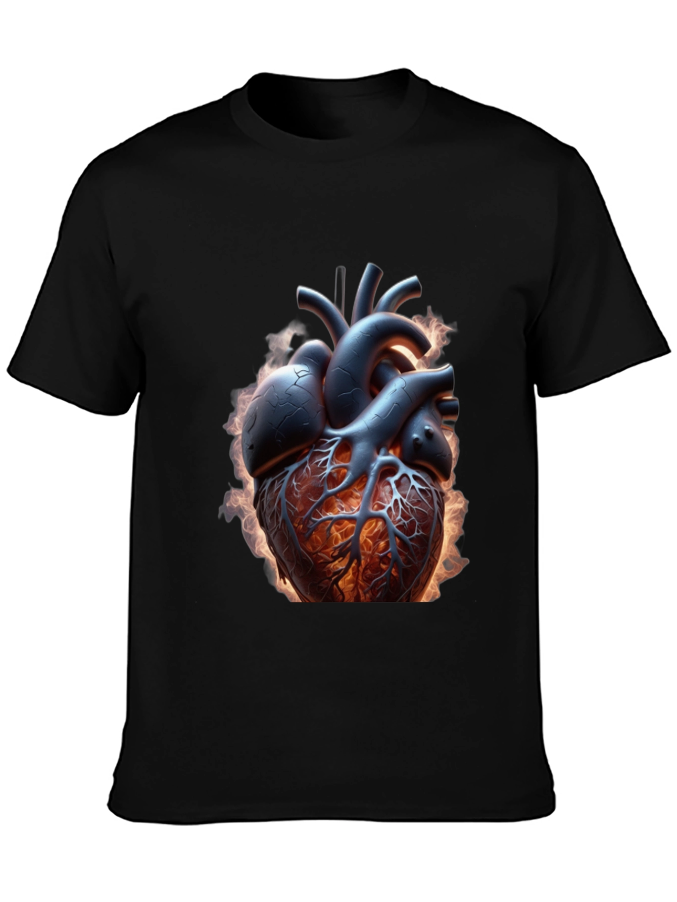 Fiery Heart Graphic Tee - Bold Anatomical Design